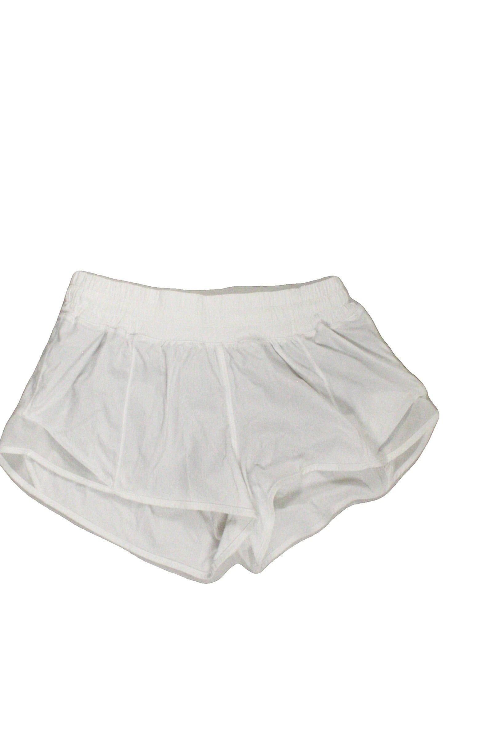 Lululemon Women's White Athletic Shorts with Elastic Waist and Mesh Side Panels – Size 6 / W25