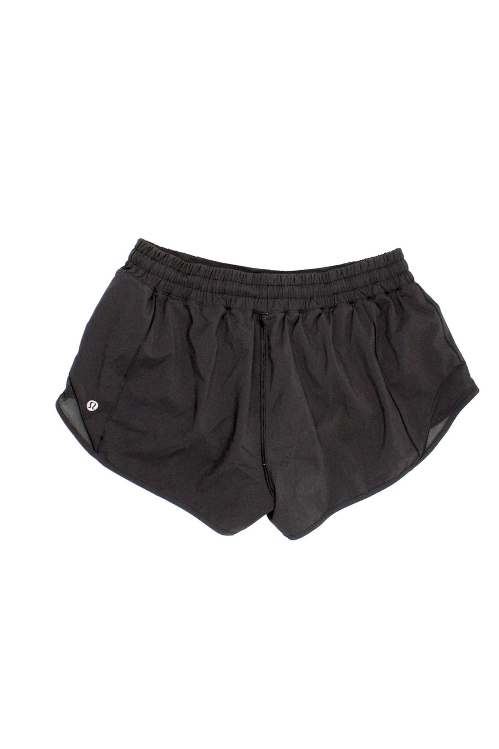 Lululemon Women's Black Athletic Shorts with Elastic Waist and Mesh Side Panels – Size 8 / W26