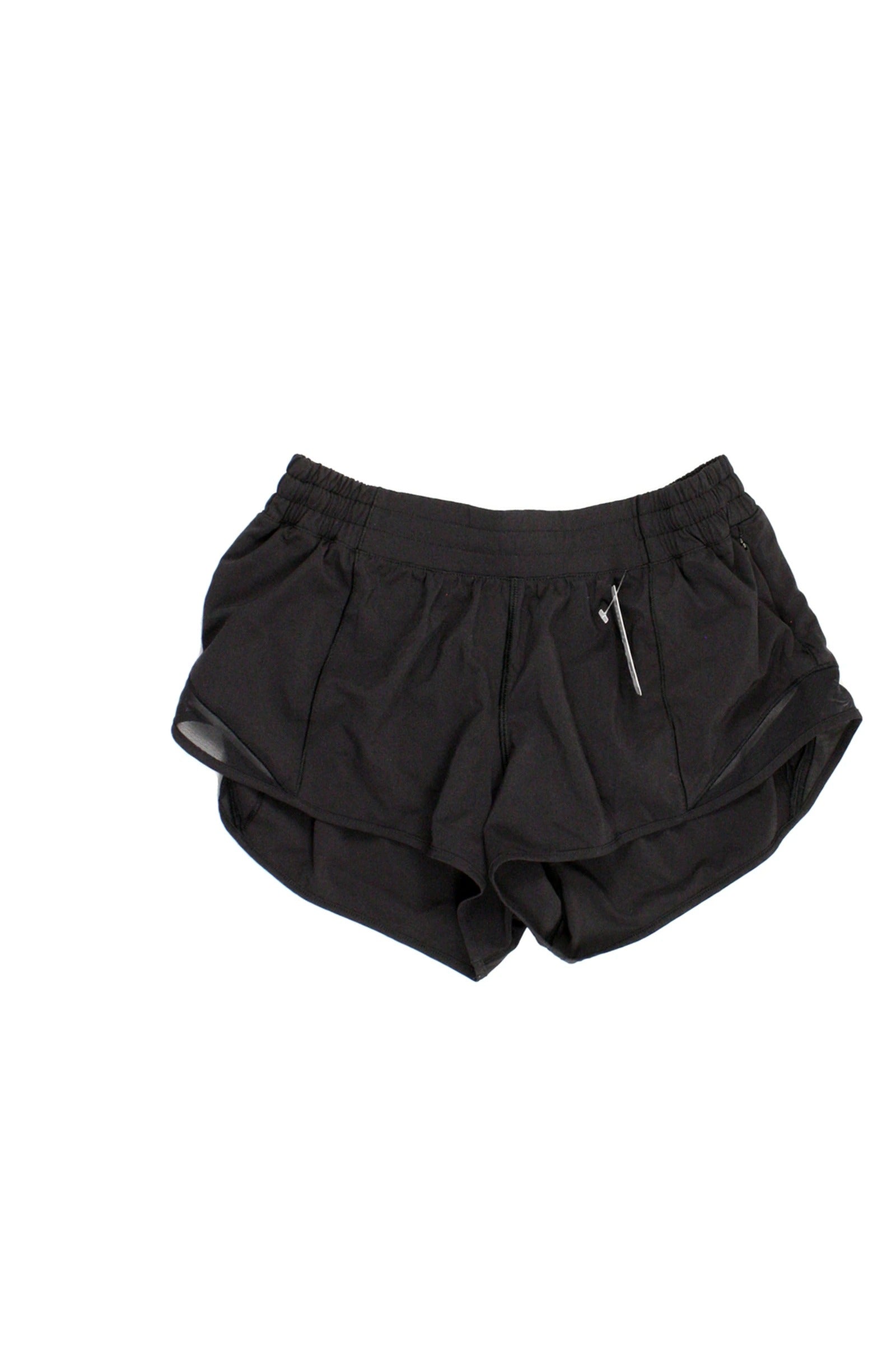 Lululemon Women's Black Athletic Shorts with Elastic Waist and Mesh Side Panels – Size 8 / W26