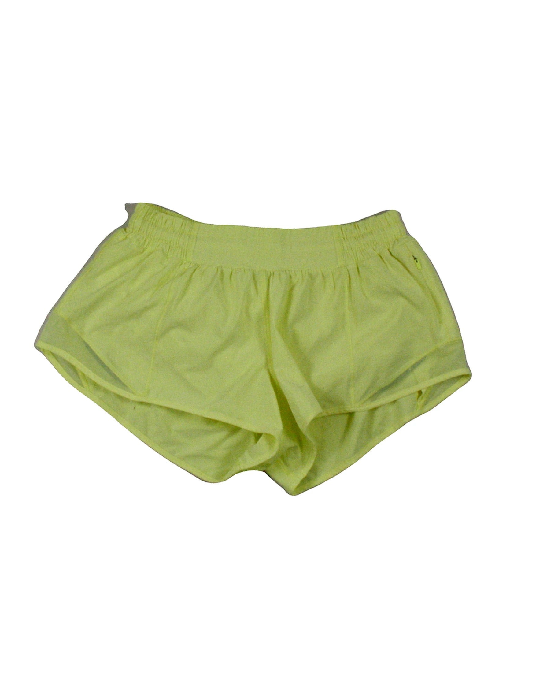 Lululemon Women's Yellow Athletic Shorts with Elastic Waist and Mesh Side Panels – Size 6 / W24