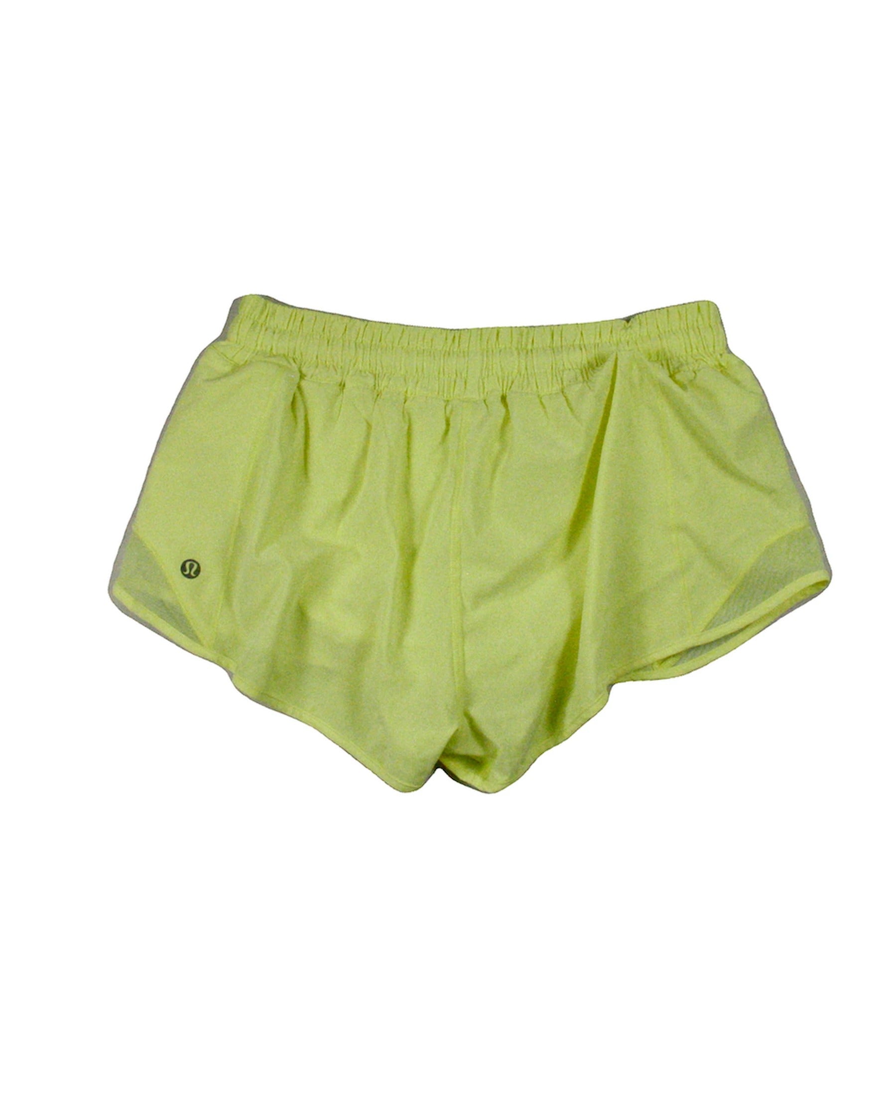 Lululemon Women's Yellow Athletic Shorts with Elastic Waist and Mesh Side Panels – Size 6 / W24