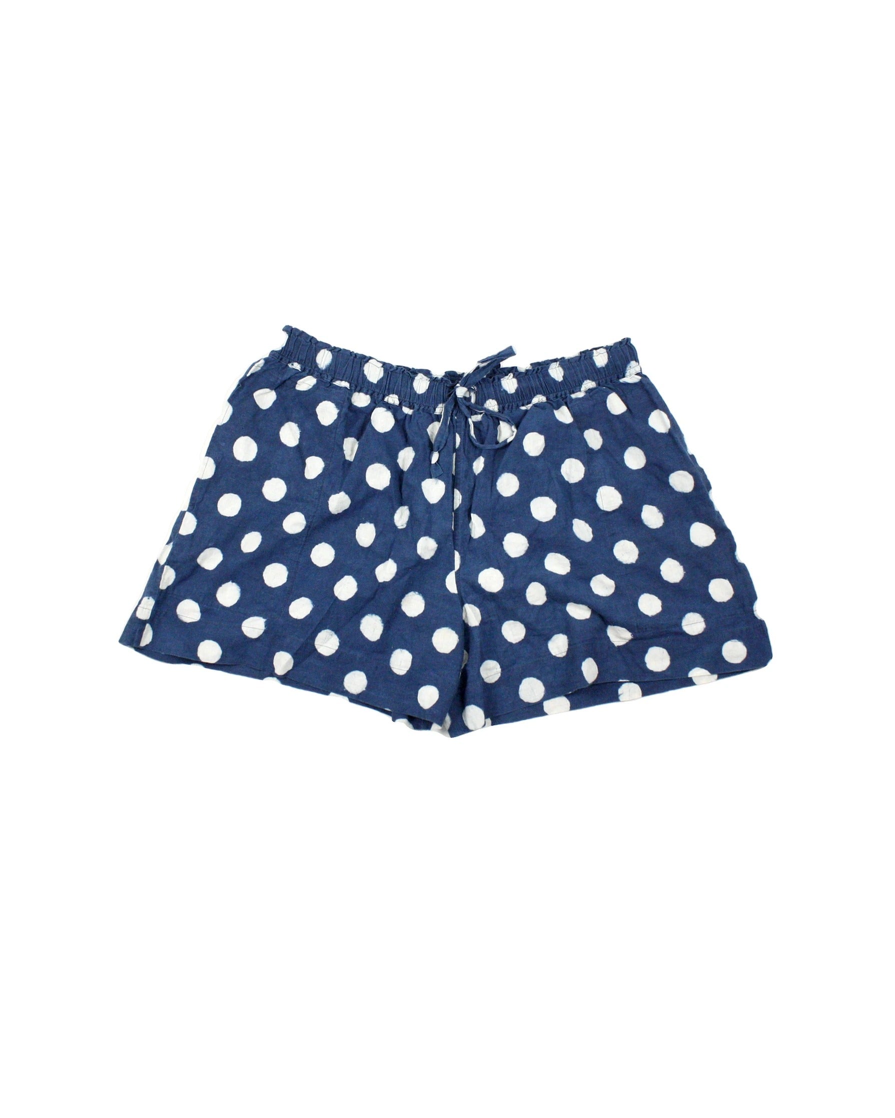Maiwa Women's Blue and White Organic Cotton Polka Dot Shorts – Size S