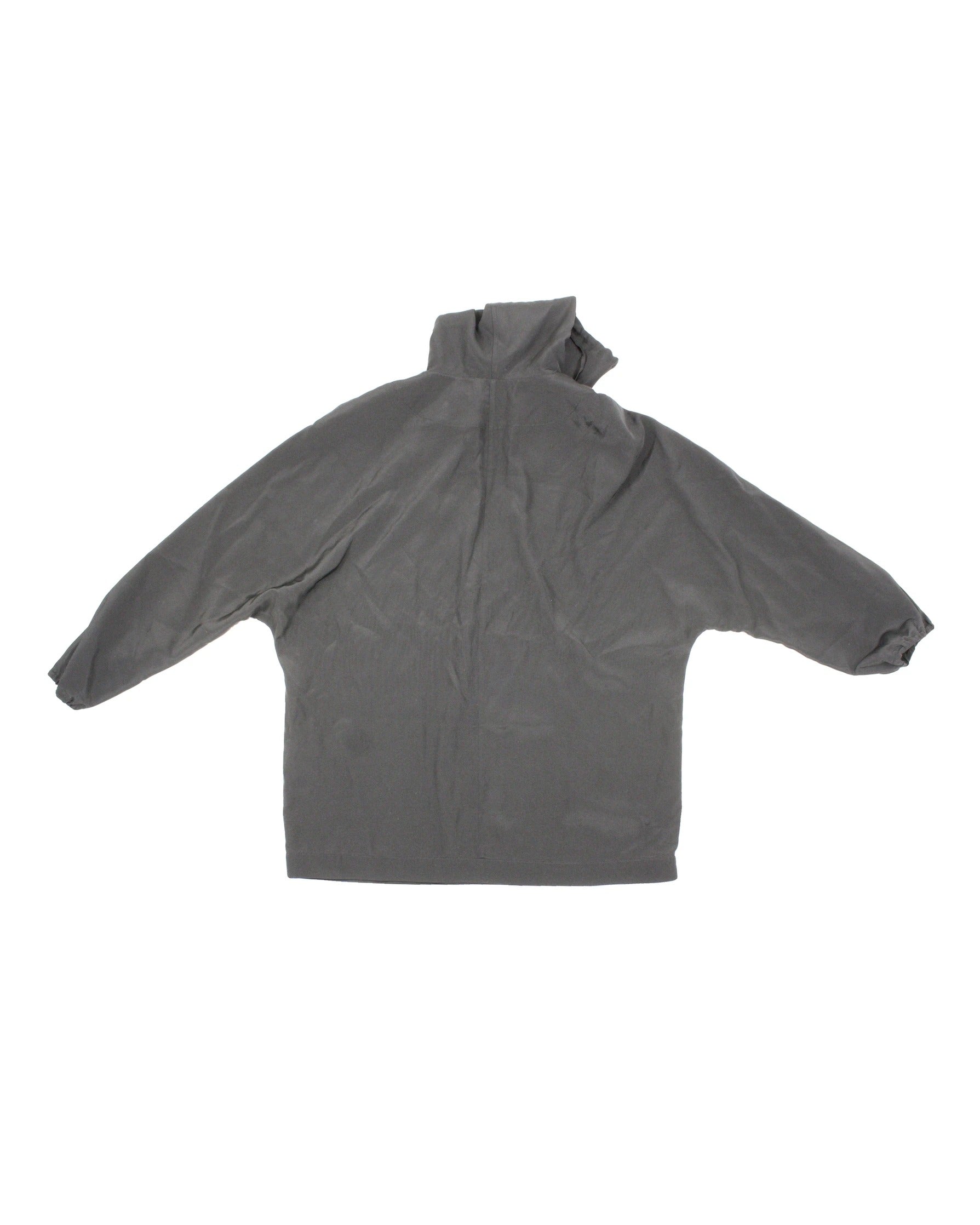 Tibi Women's Black Silk Hooded Sweatshirt with Batwing Sleeves – Size XS