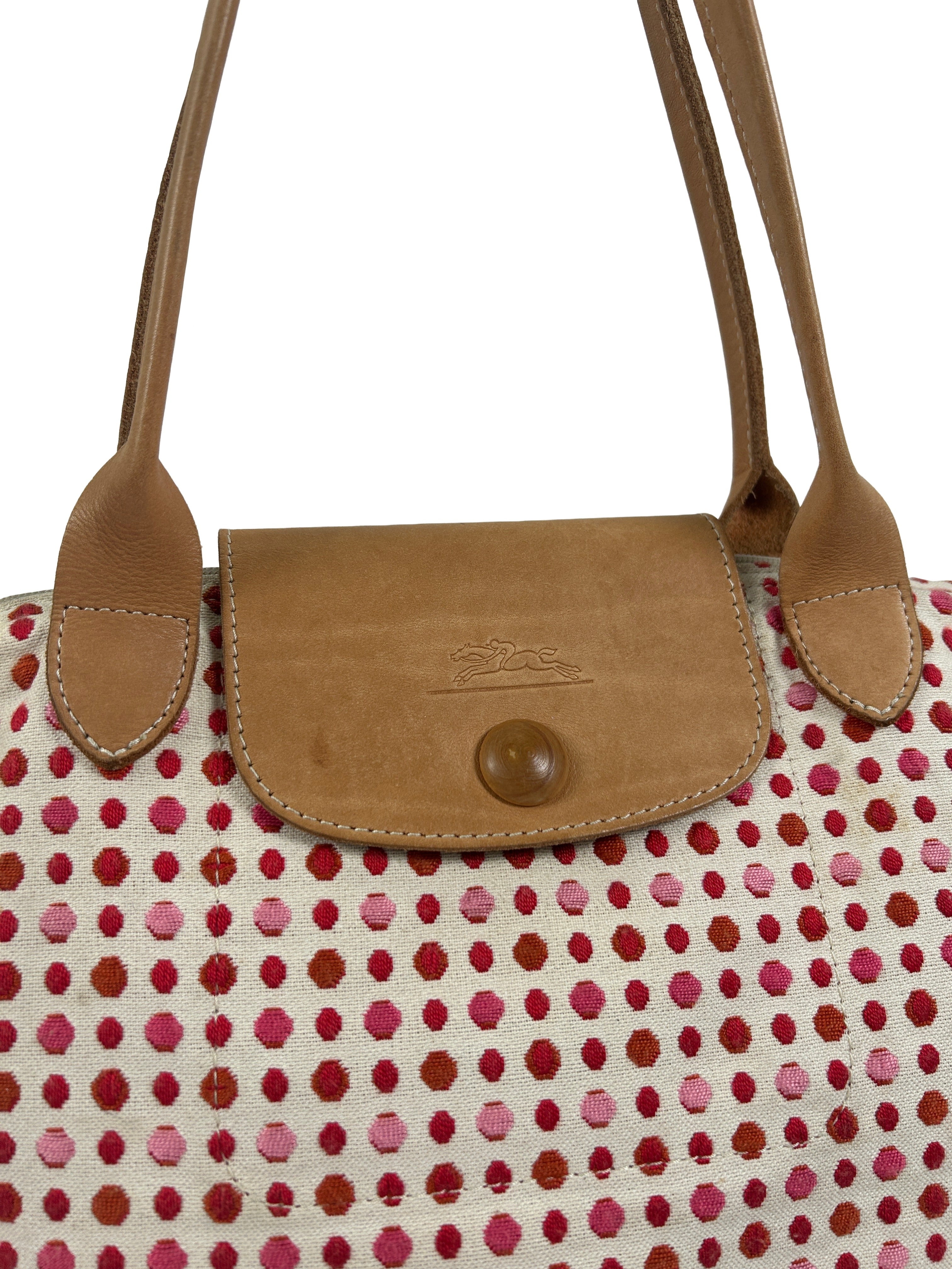 Longchamp Le Pliage Polka Dot Canvas Tote Bag