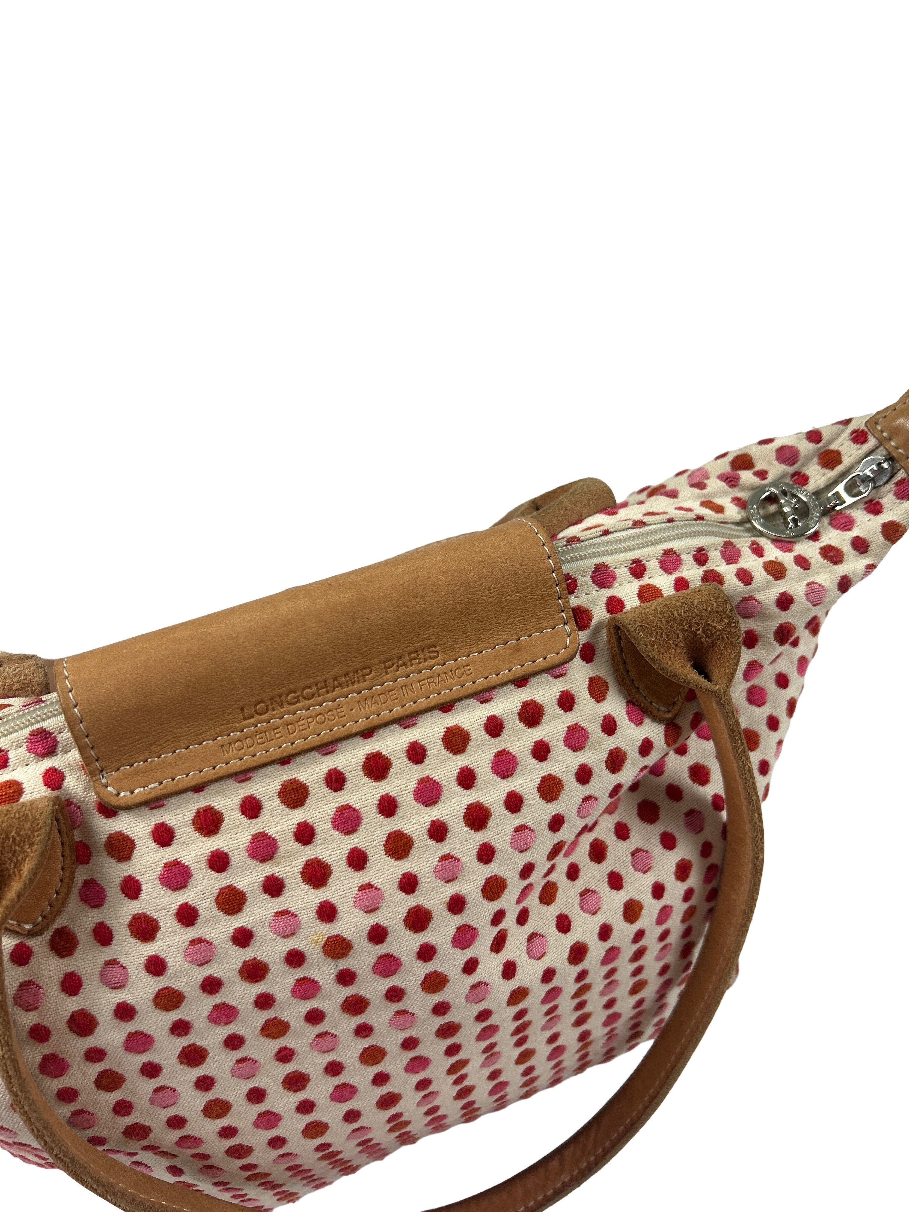 Longchamp Le Pliage Polka Dot Canvas Tote Bag
