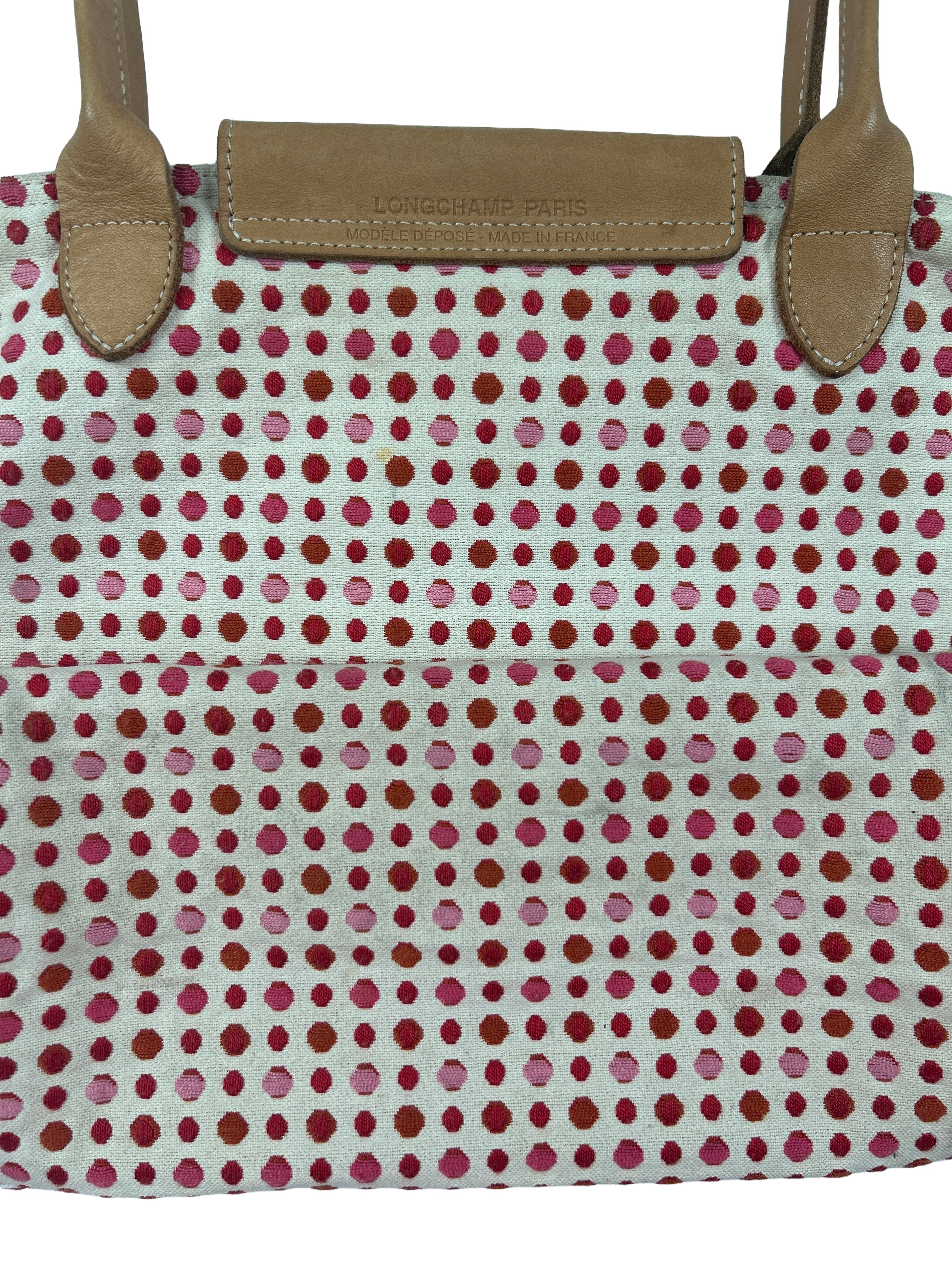Longchamp Le Pliage Polka Dot Canvas Tote Bag