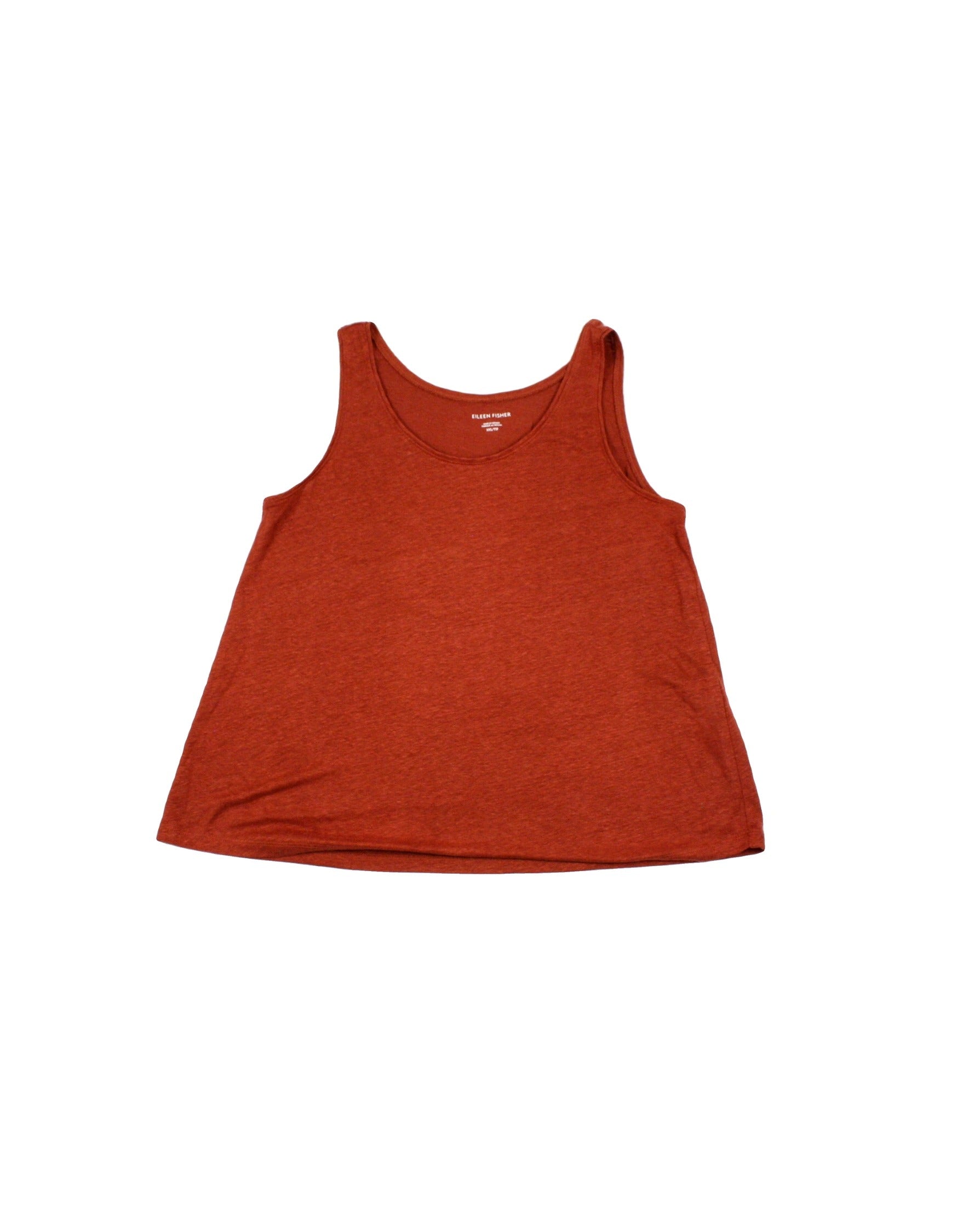 Eileen Fisher Women's Dark Orange Sleeveless Linen Knit Top – Size XXS