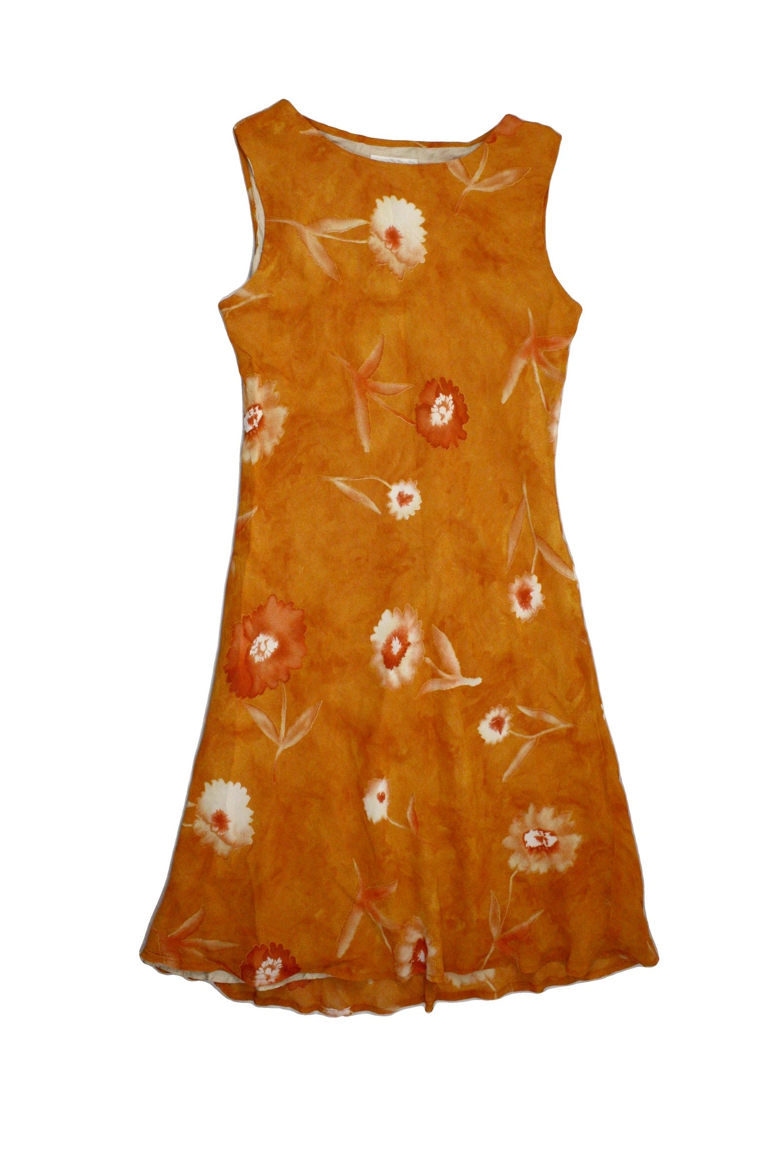 Rouje Women's Orange, White, and Dark Orange Floral Midi Dress