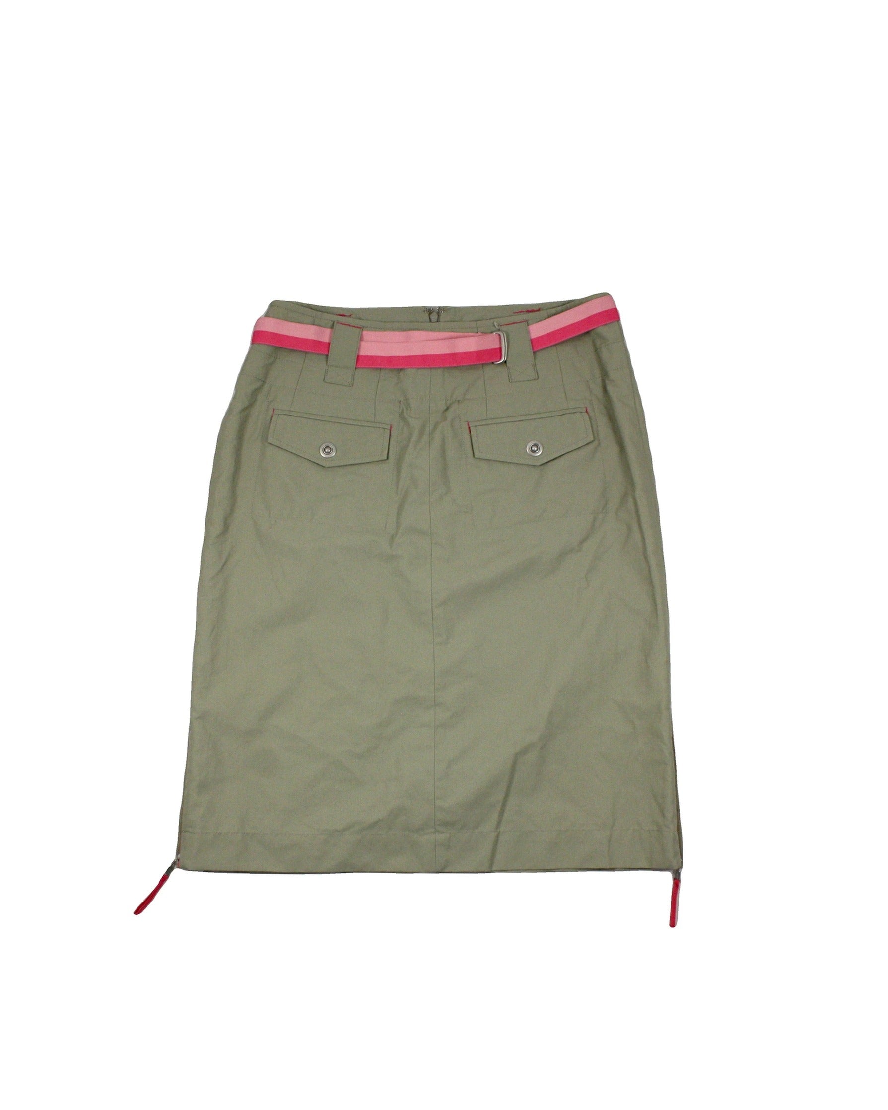 InWear Women's Tan and Pink Midi Skirt with Belt – Waist 29