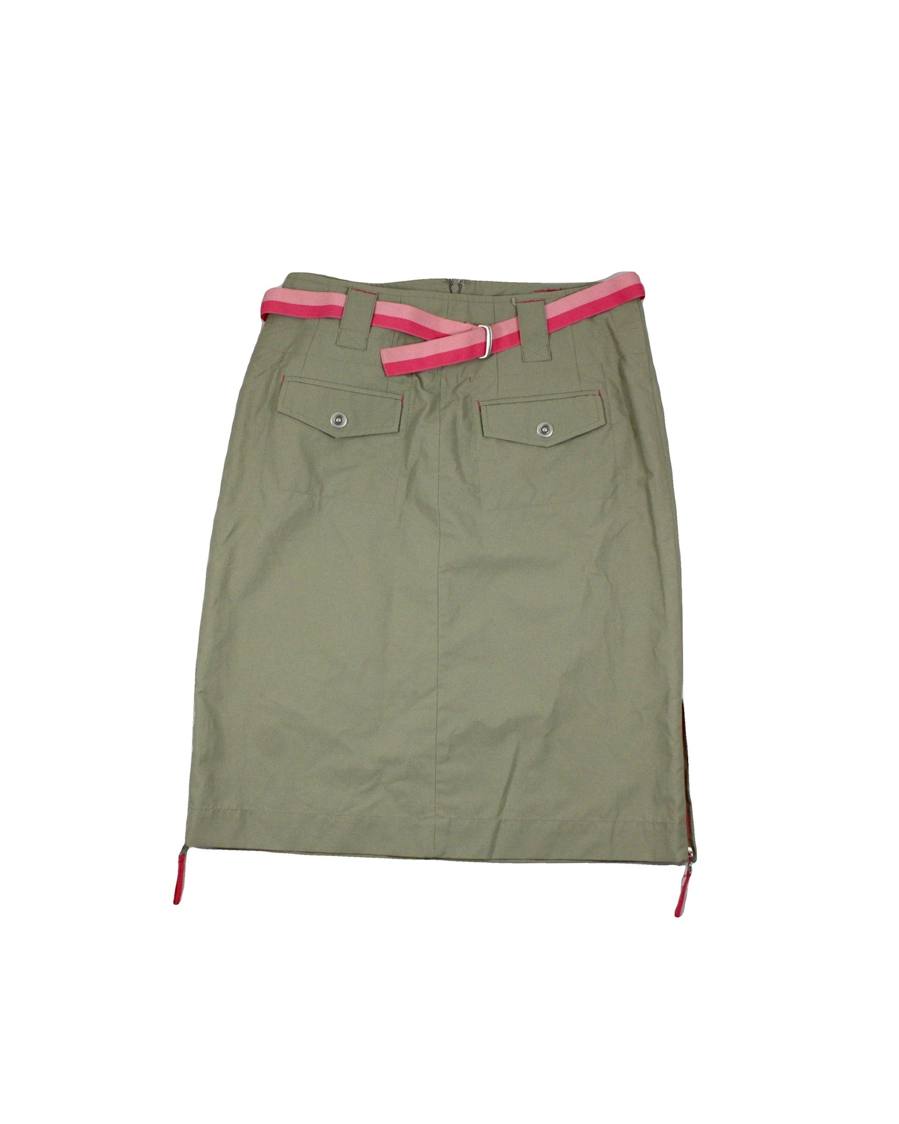 InWear Women's Tan and Pink Midi Skirt with Belt – Waist 29