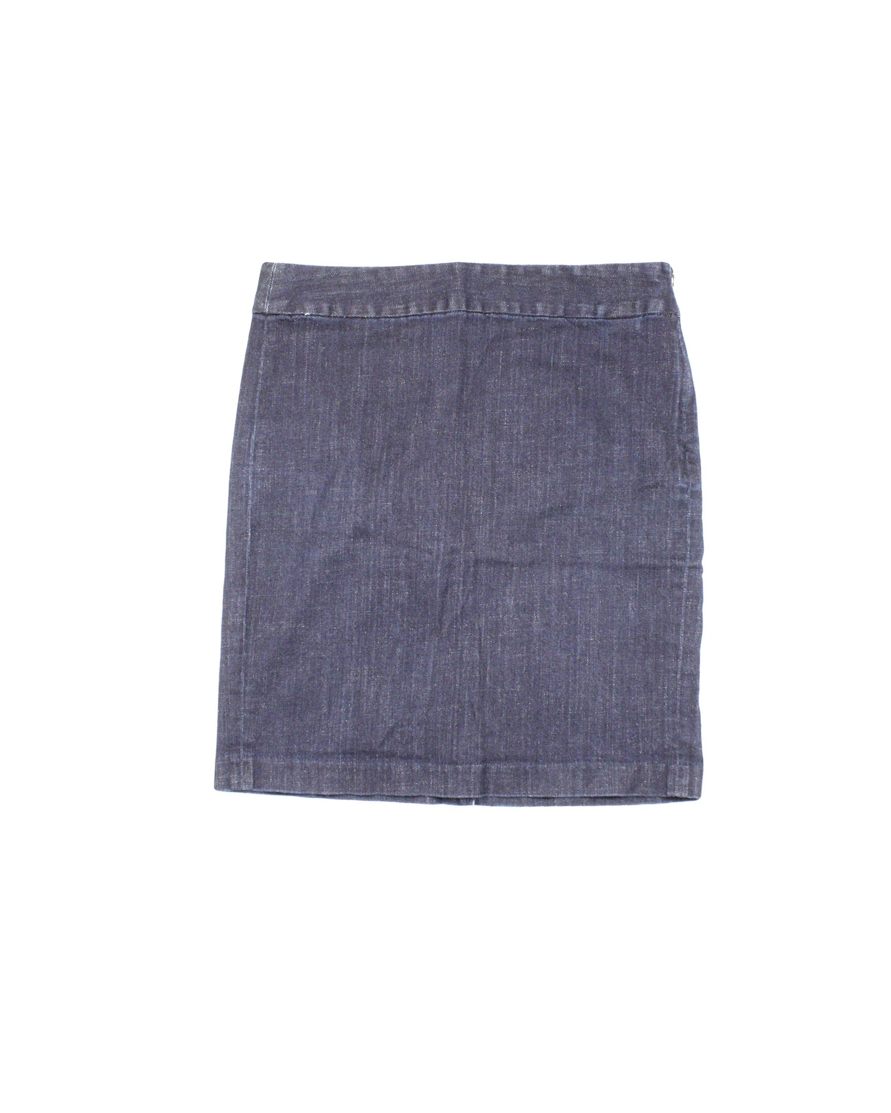 Tommy Hilfiger Women's Navy Denim Midi Skirt with Dark Wash and Logo Detail – Waist 30