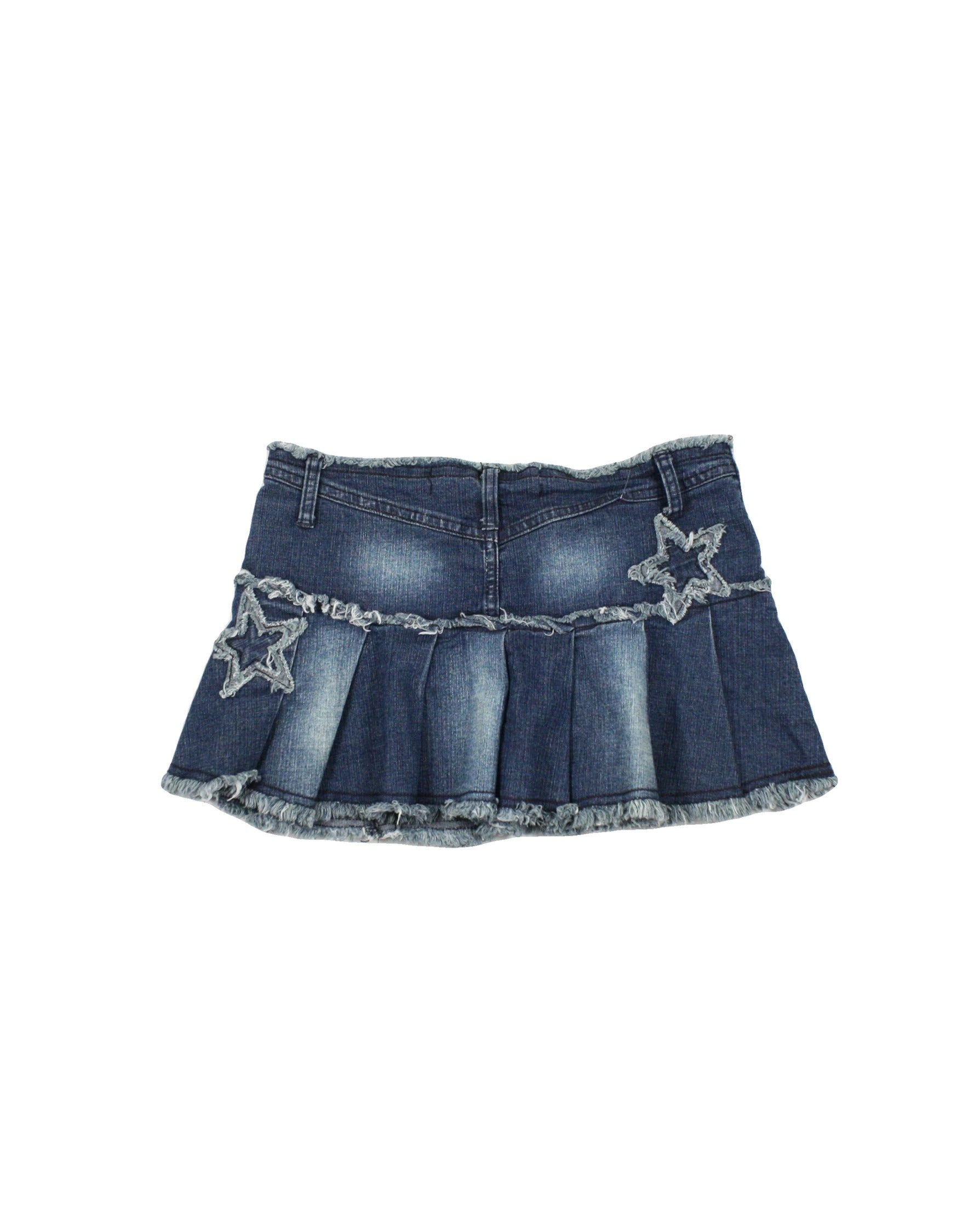Silence + Noise Women's Medium-Wash Denim Mini Skirt with Star Patches – Size 28