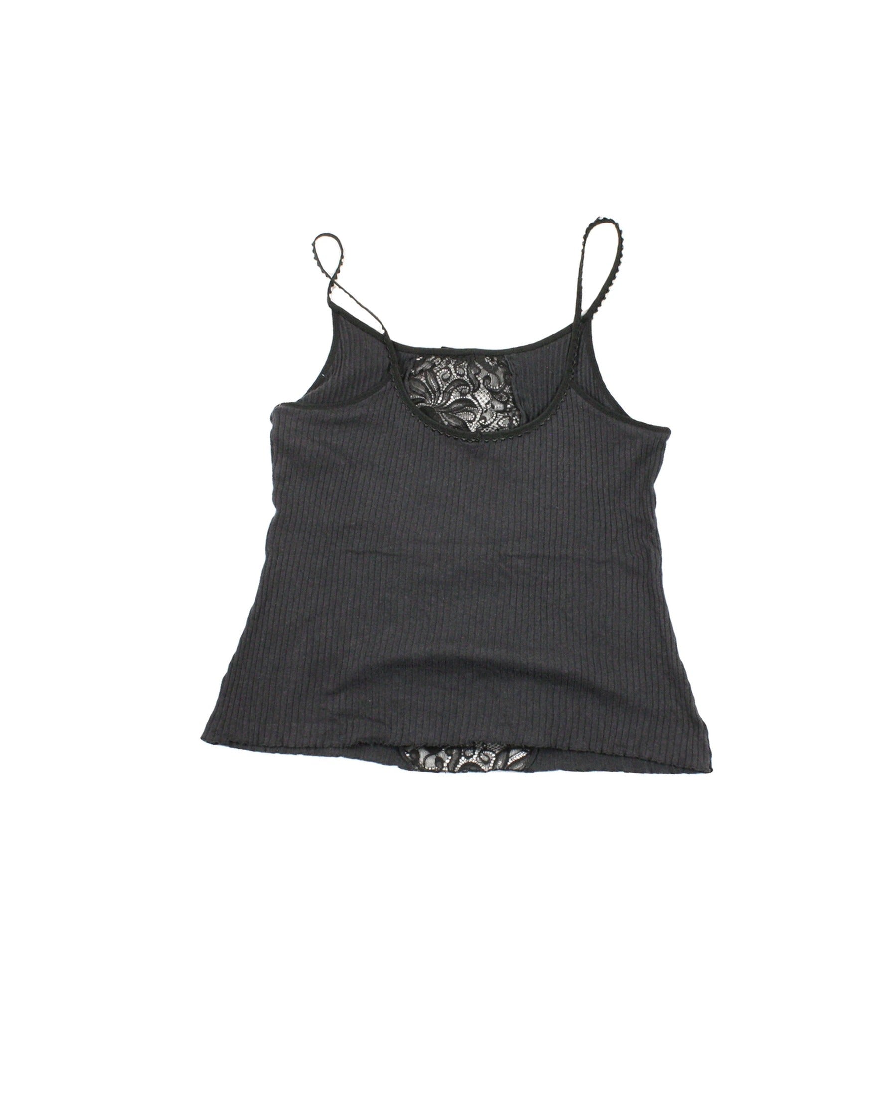 Warner's Women's Black Rib-Knit Sleeveless Top with Lace-Up Front