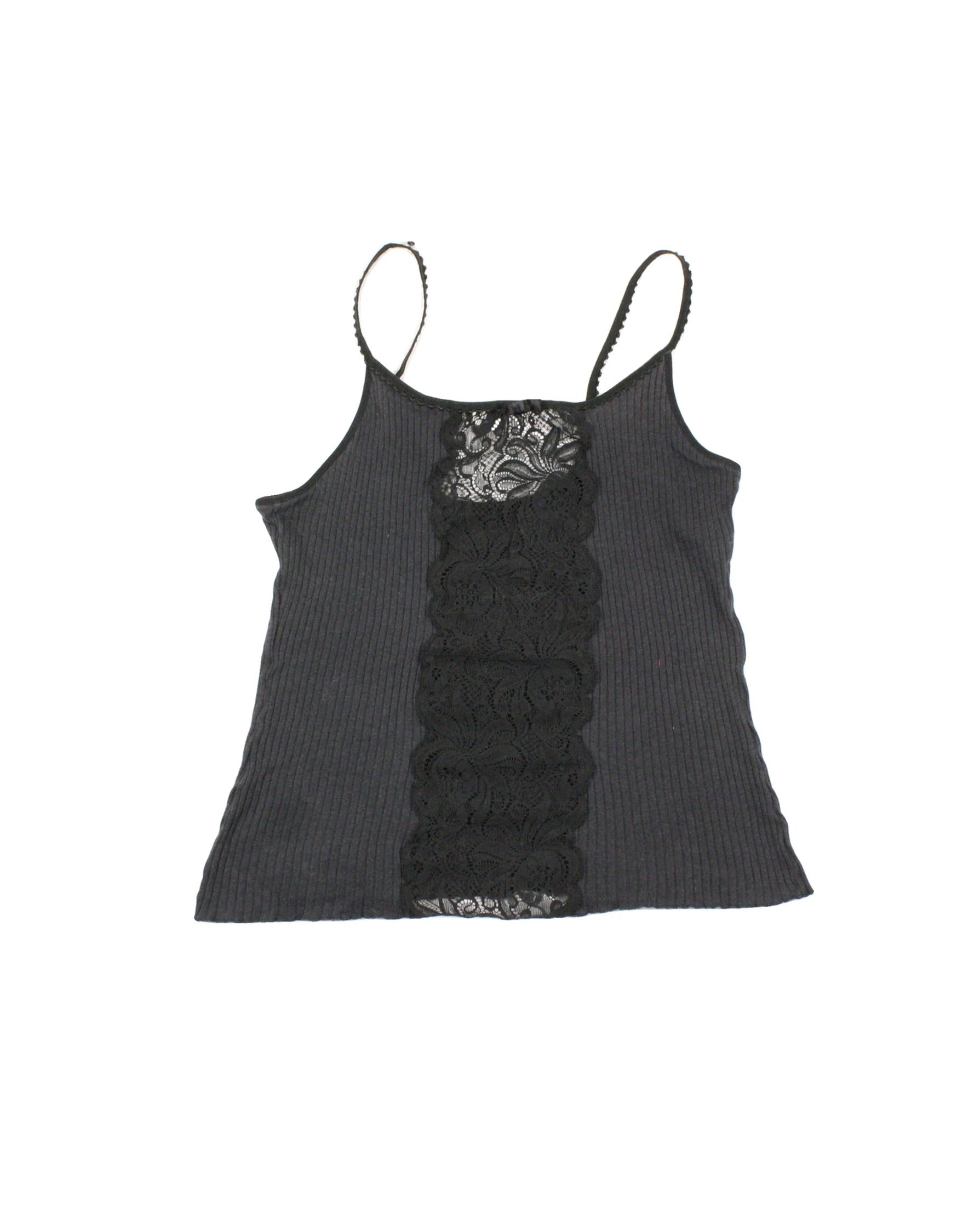 Warner's Women's Black Rib-Knit Sleeveless Top with Lace-Up Front