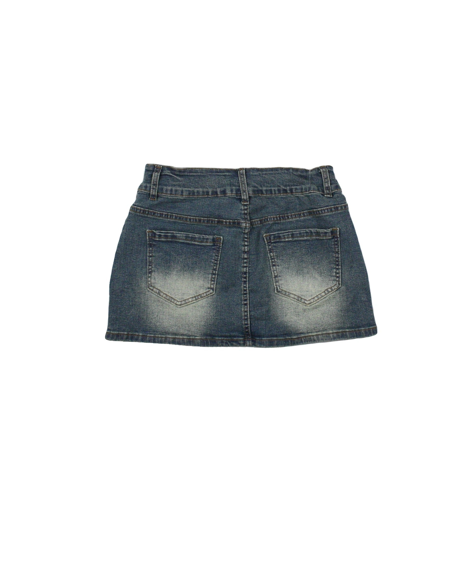 NV Felix Women's Navy and Tan Medium-Wash Mini Skirt with Four Pockets – Size 24