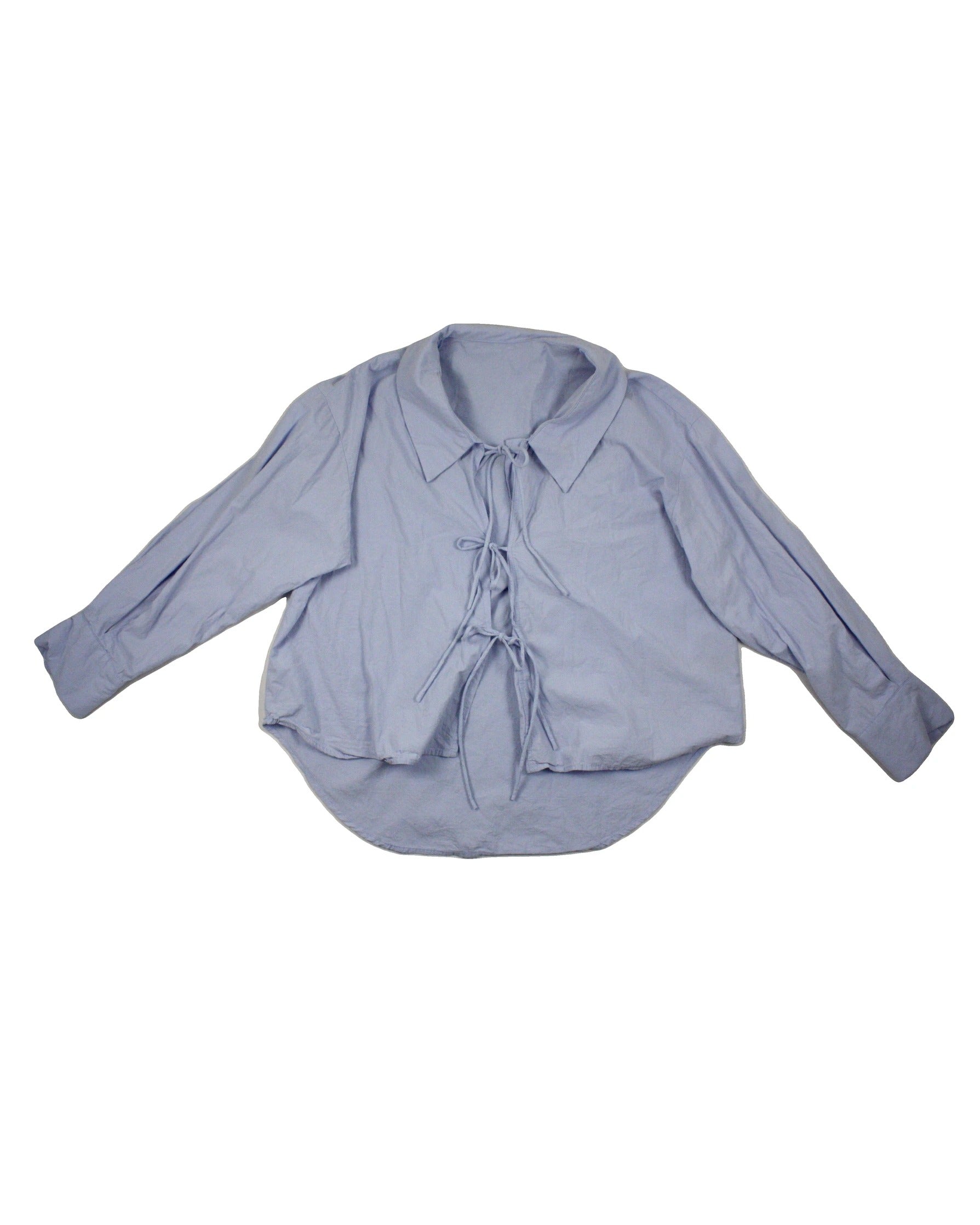Friful Women's Light Blue Long Sleeve Tie-Front Shirt
