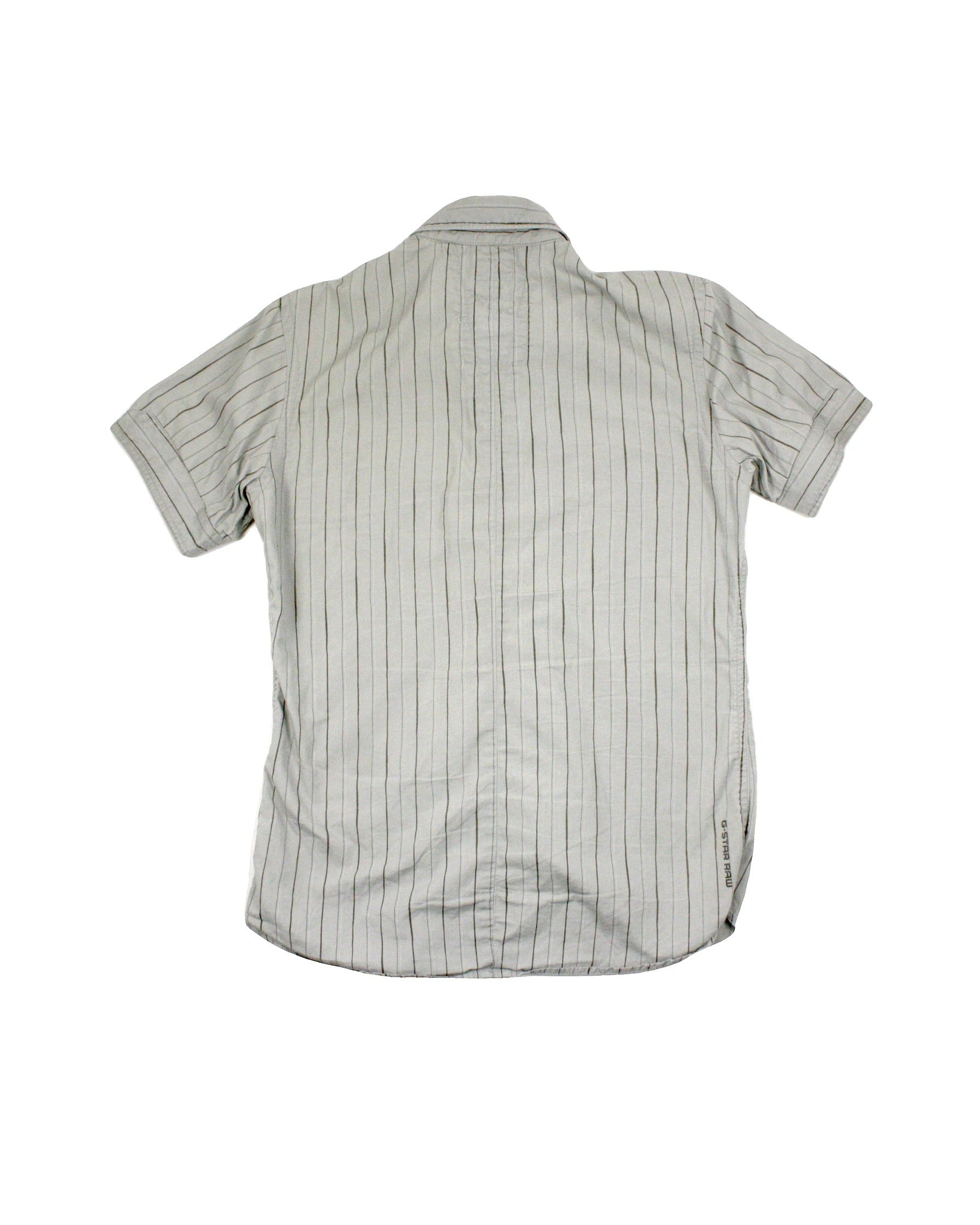 G-Star Men's Grey and Dark Grey Short Sleeve Shirt with Embroidered Chest Logo – Size M