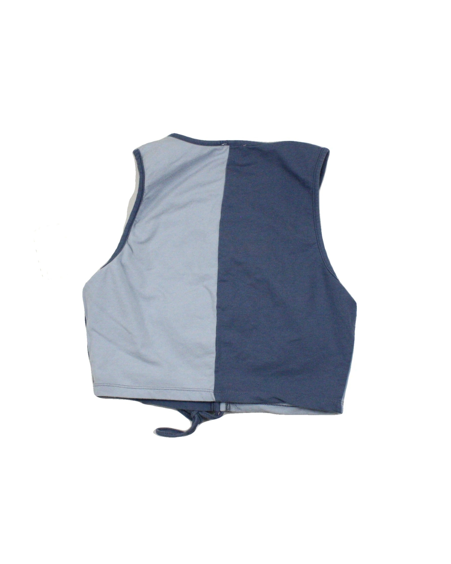 Le Lis Women's Light Blue and Blue Sleeveless Top with Front Cutout – Size S