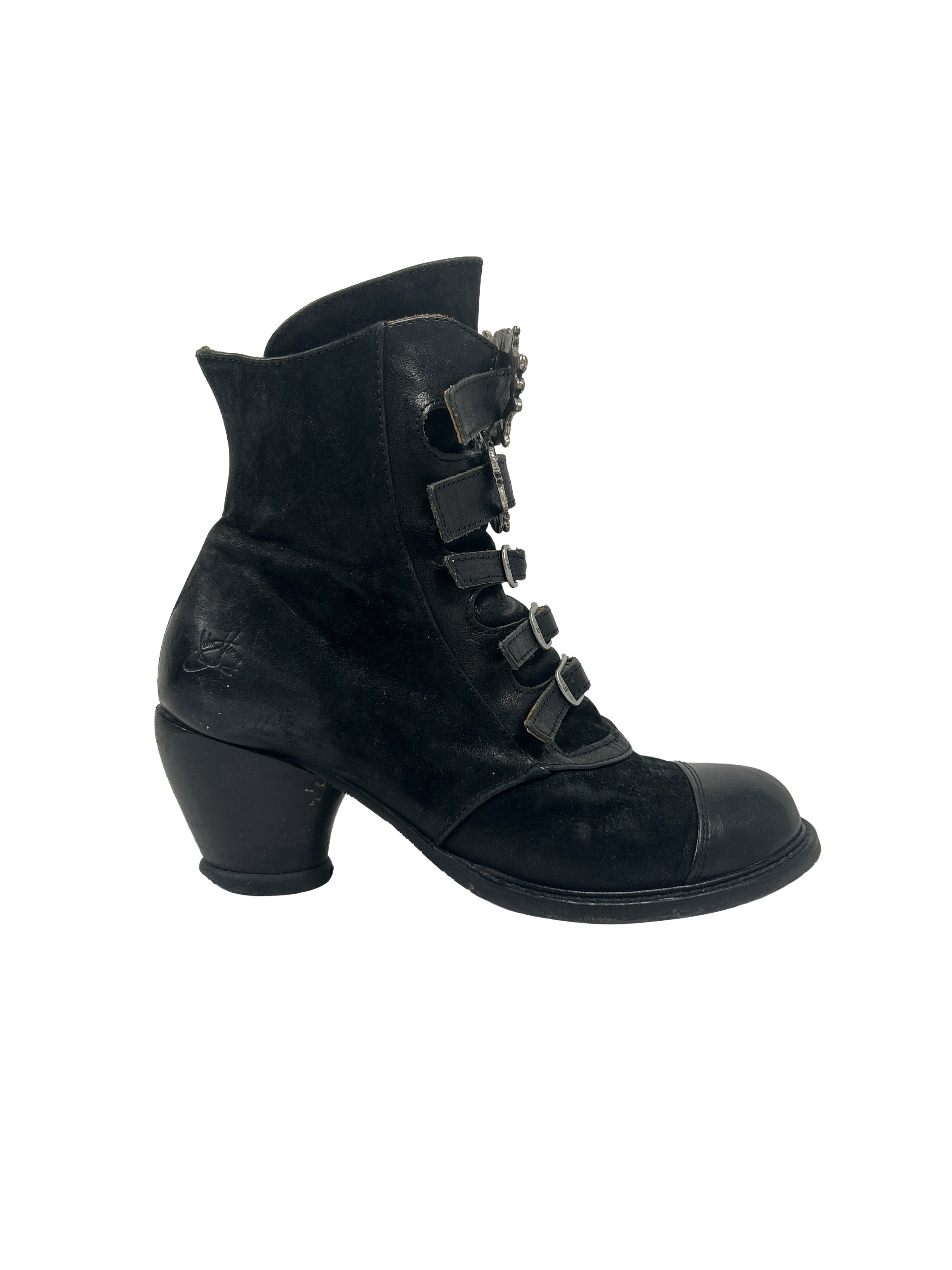 John Fluevog Size 7 East End Lakewood Buckled Ankle Boots
