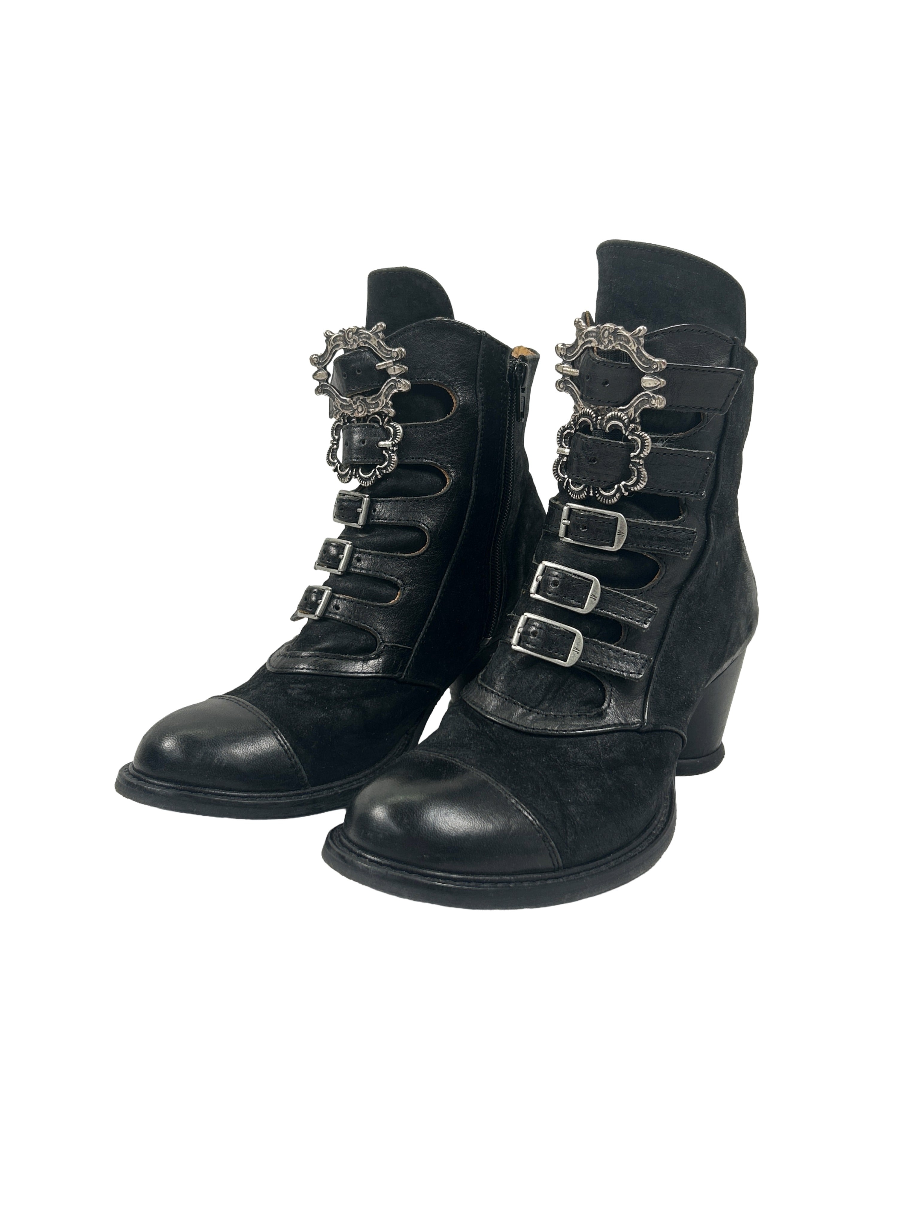 John Fluevog Size 7 East End Lakewood Buckled Ankle Boots