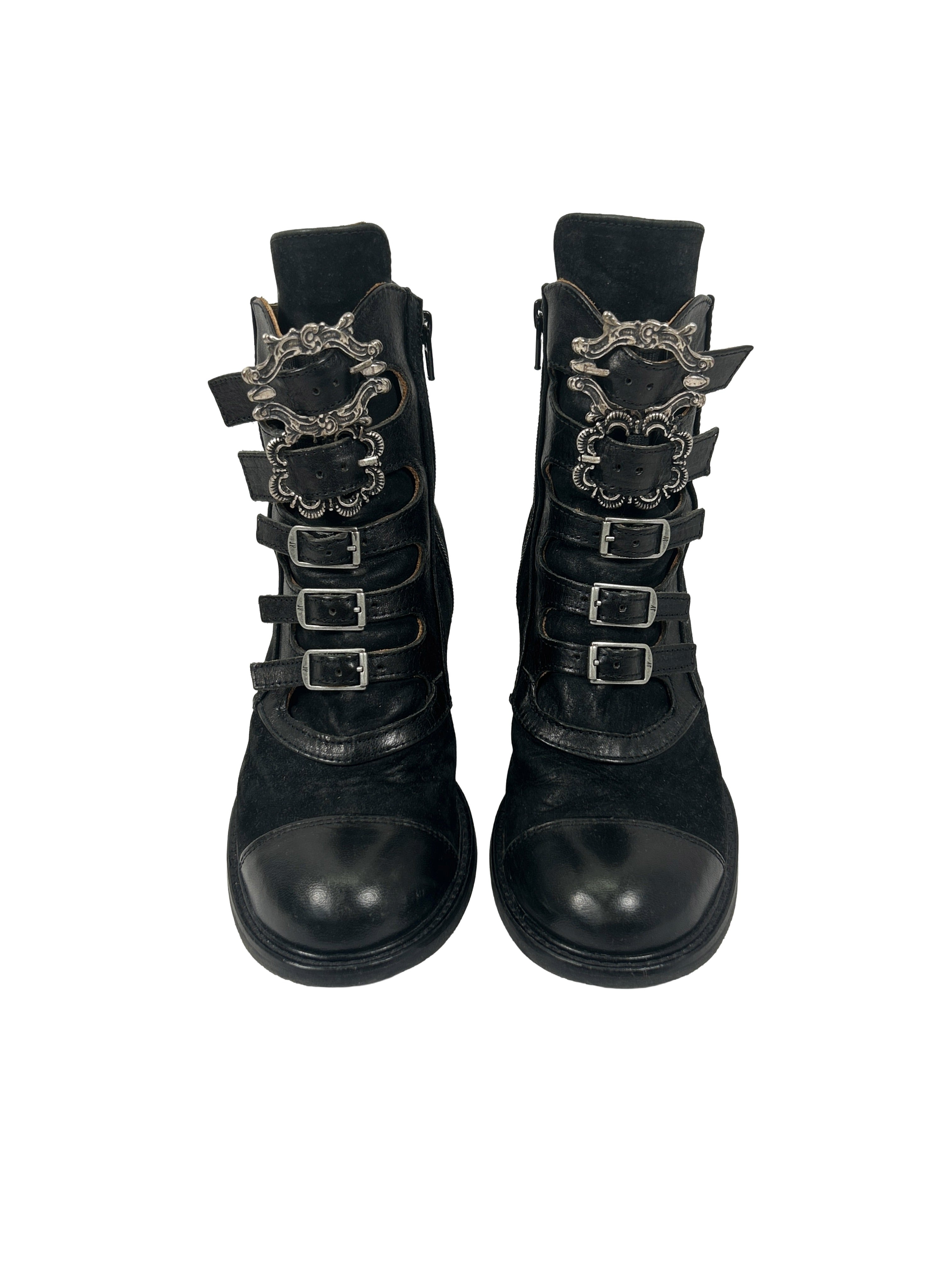 John Fluevog Size 7 East End Lakewood Buckled Ankle Boots
