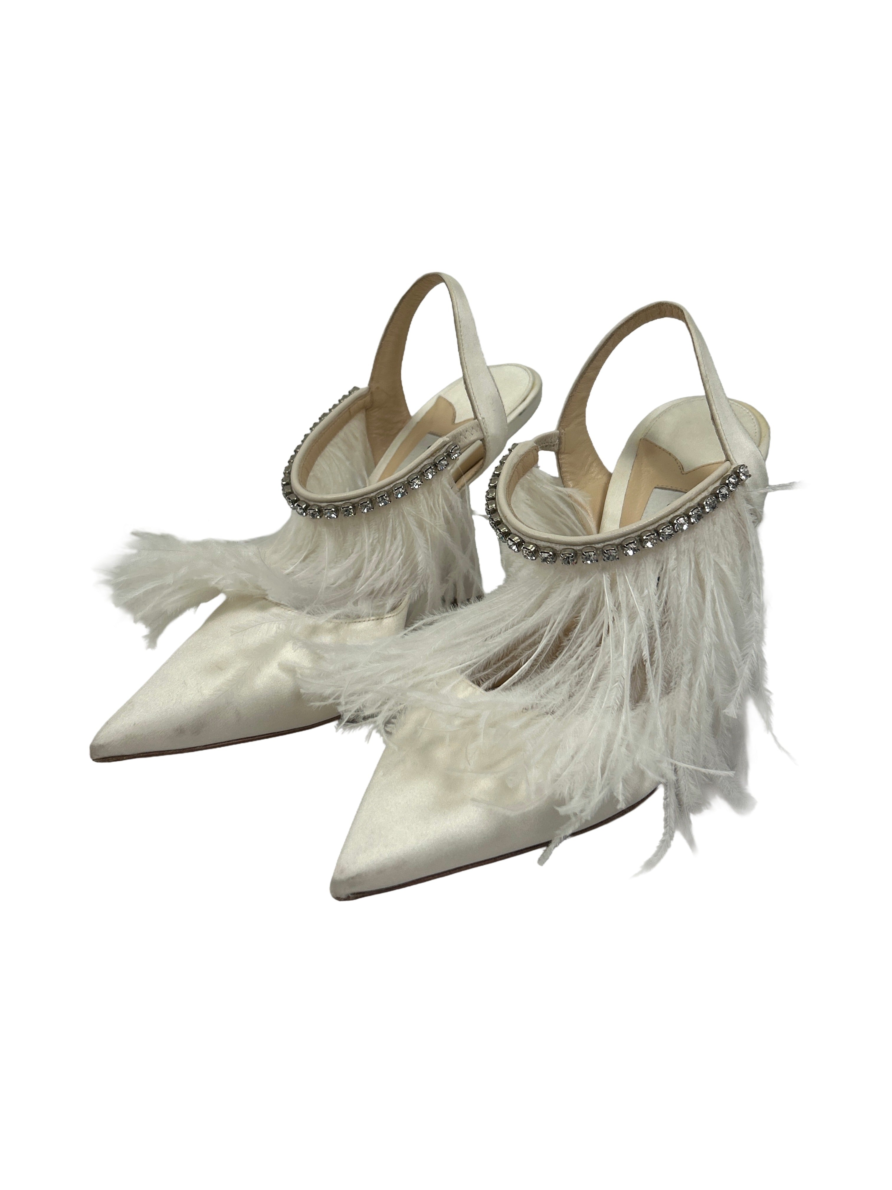 Jimmy Choo Size 37 Ambre Feathered Pumps