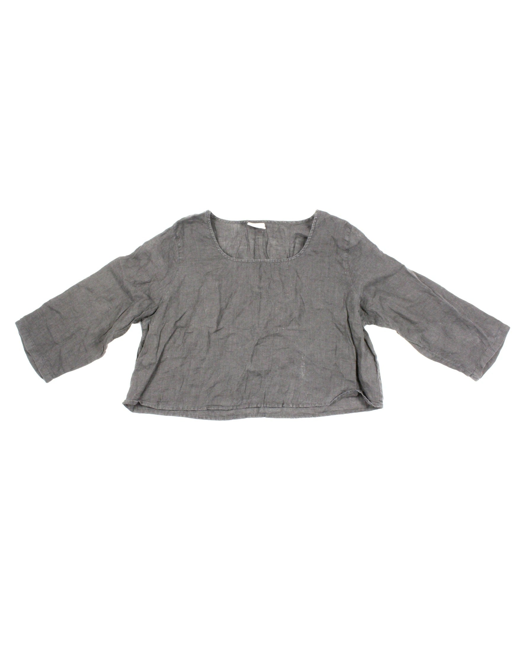 Click by Color Me Cotton Women's Dark Grey Linen Long Sleeve Tunic – Size L