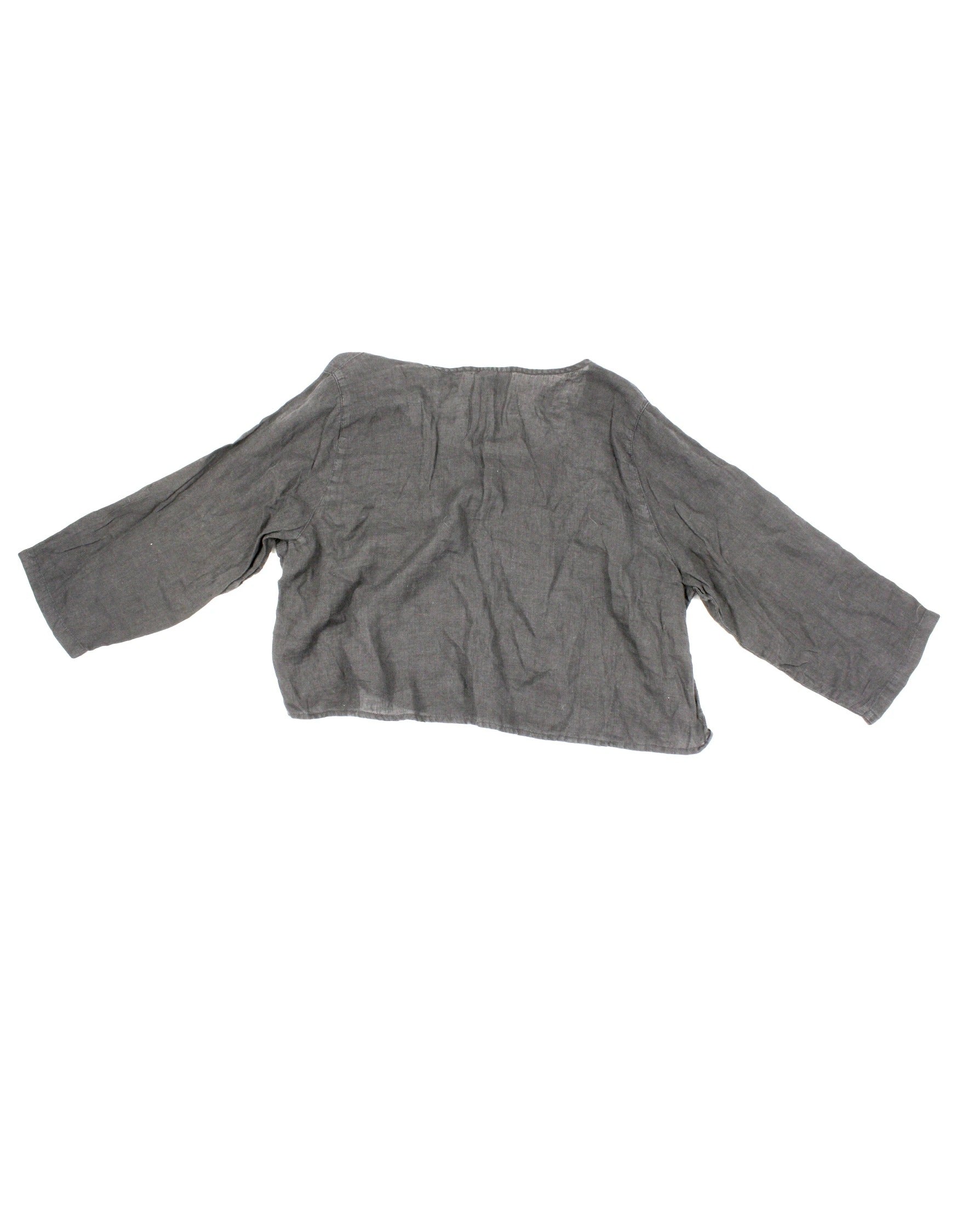 Click by Color Me Cotton Women's Dark Grey Linen Long Sleeve Tunic – Size L