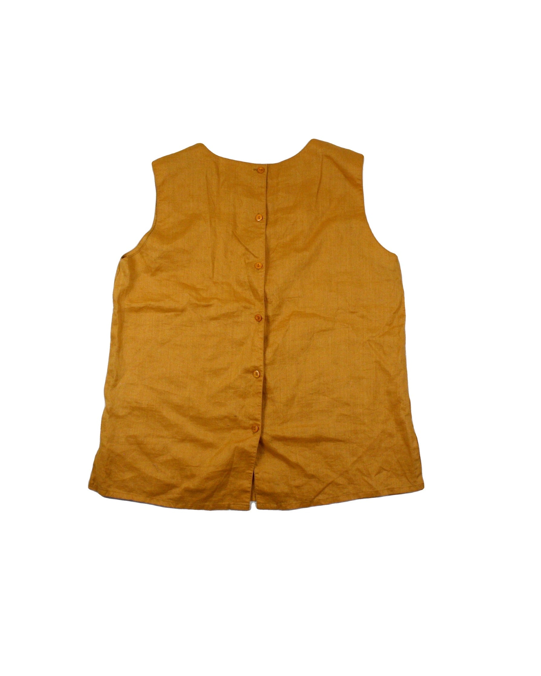 Liberty Fashions Women's Orange Linen Sleeveless Embroidered Top