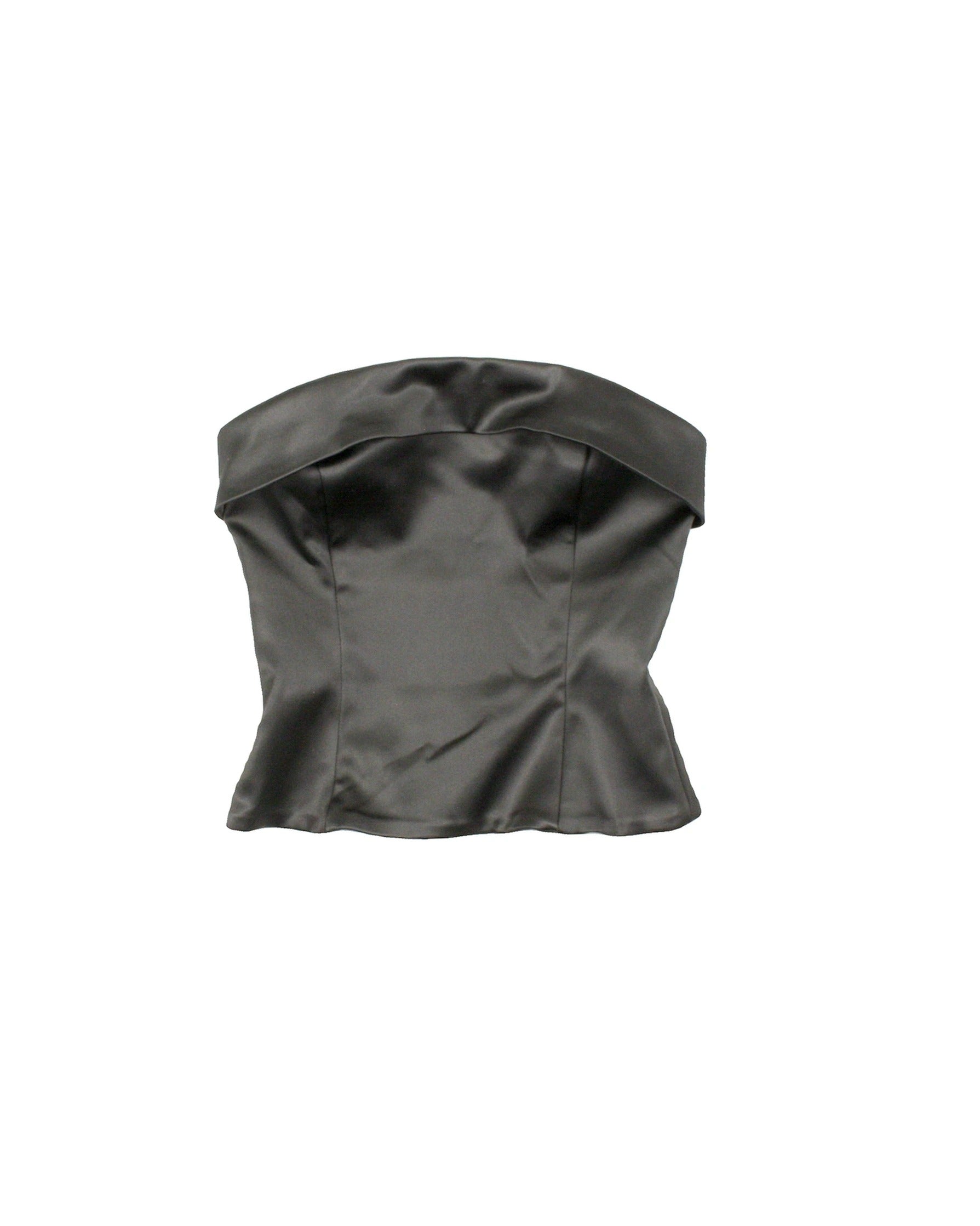 Ten by Aritzia Women's Black Satin Cropped Tube Top – Size 2XS