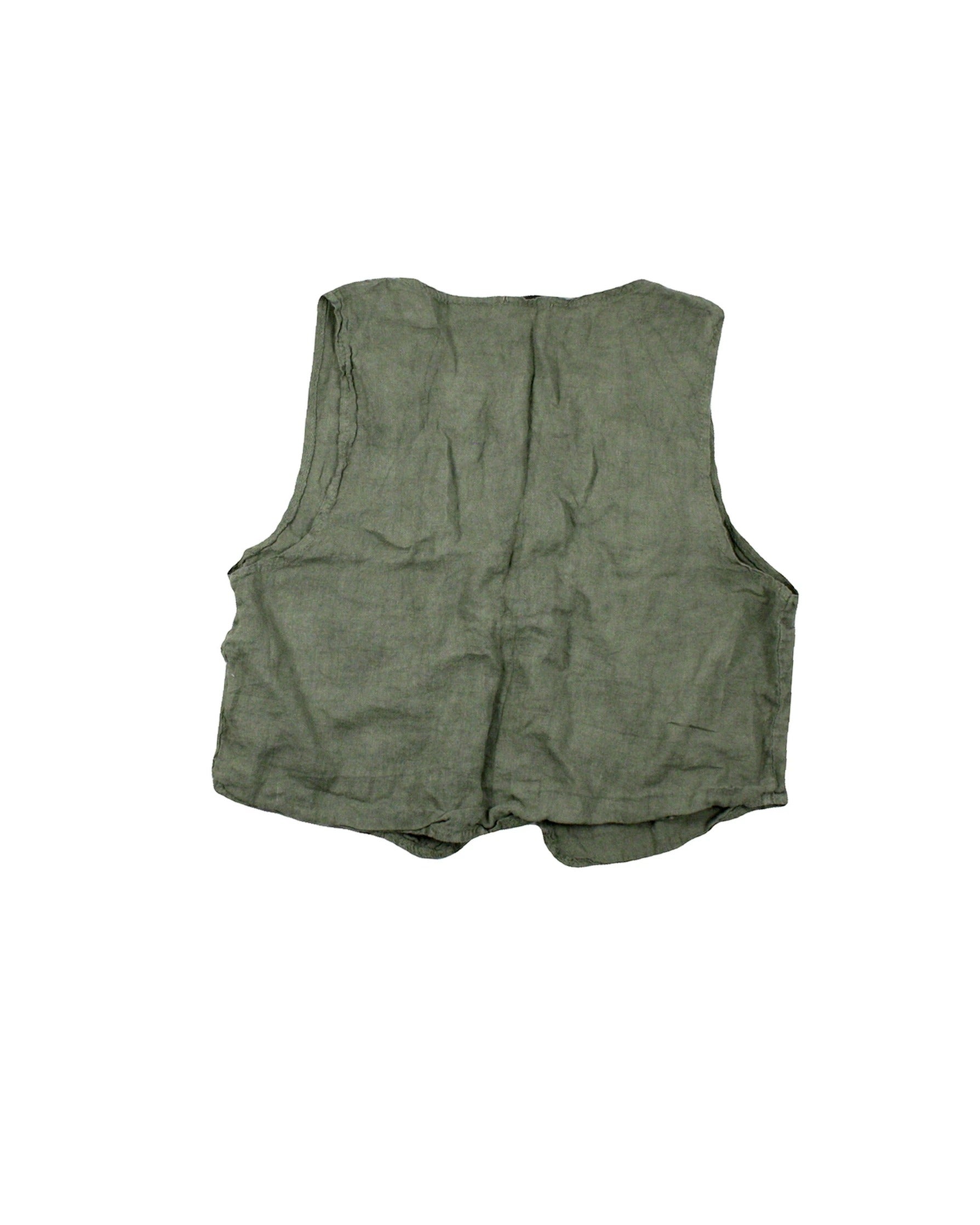 New Collection Women's Olive Linen Sleeveless Tie-Front Top – As Is