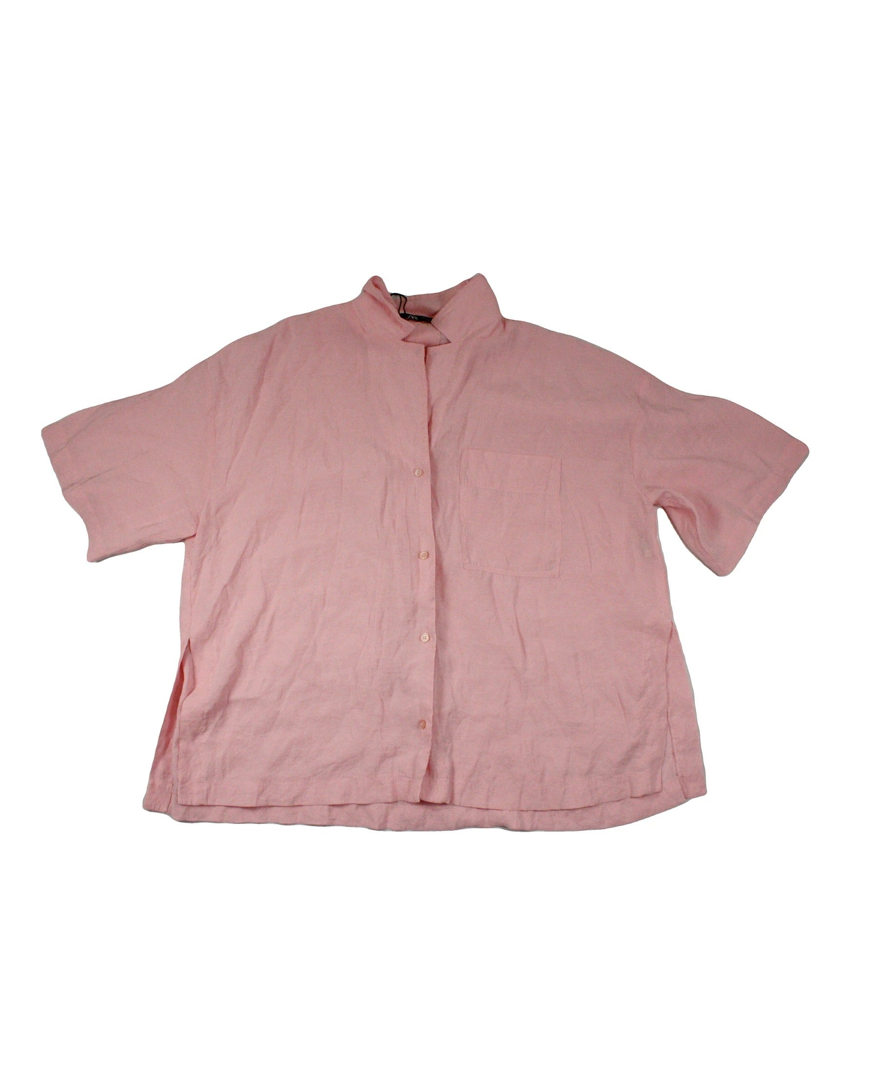 Zara Women's Pink Boxy Short Sleeve Shirt – Size S – As Is