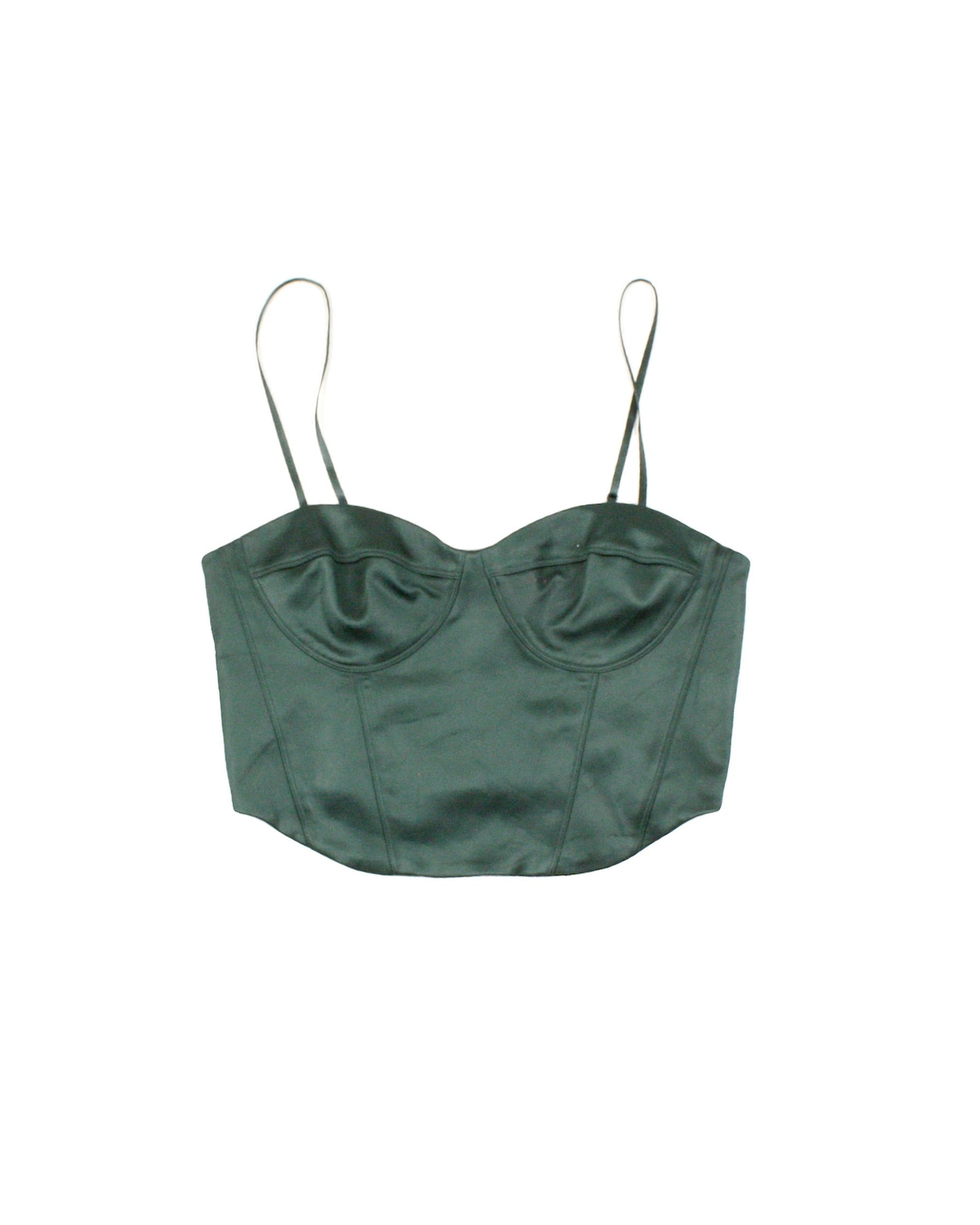 Sunday Best Women's Green Cropped Spaghetti Strap Top – Size L – As Is