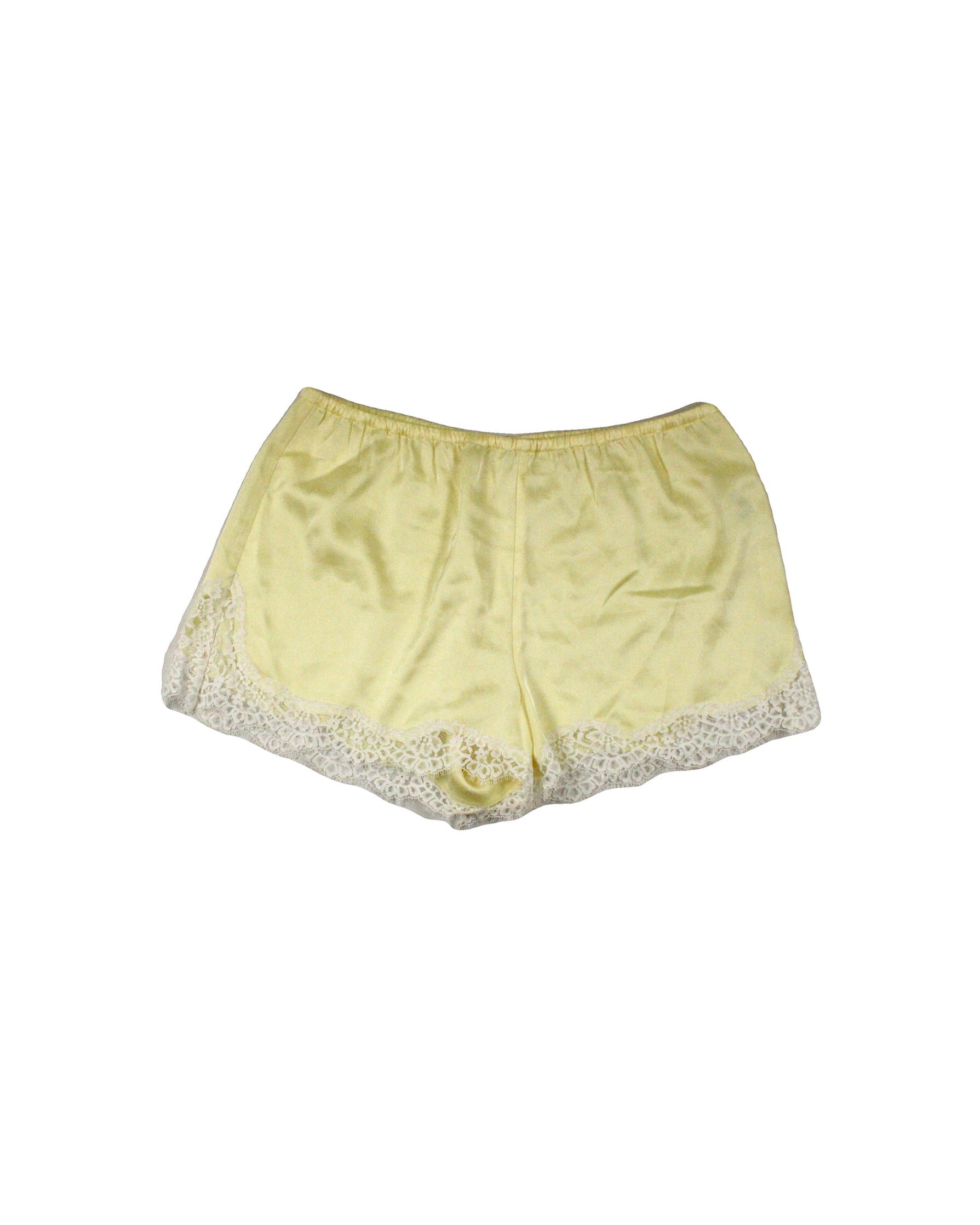Wilfred Women's Yellow and White Satin Lace-Trim Shorts – Size 28