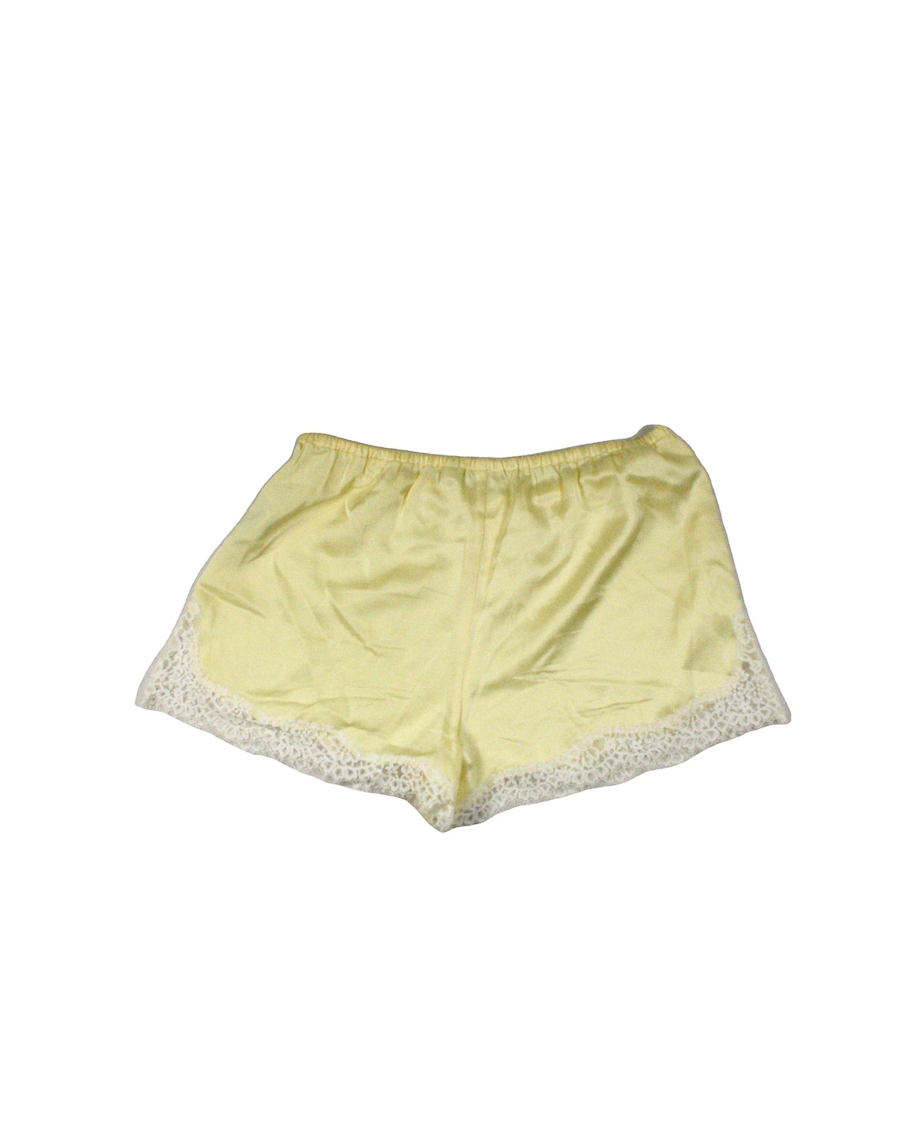 Wilfred Women's Yellow and White Satin Lace-Trim Shorts – Size 28