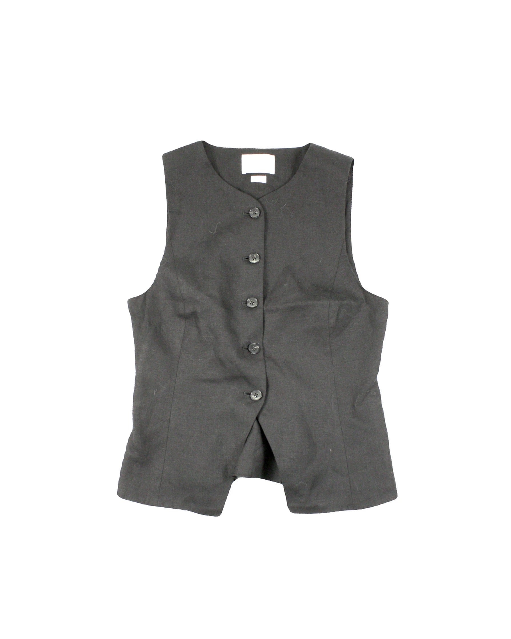 Wilfred Women's Black Linen Button-Up Vest – Size 8