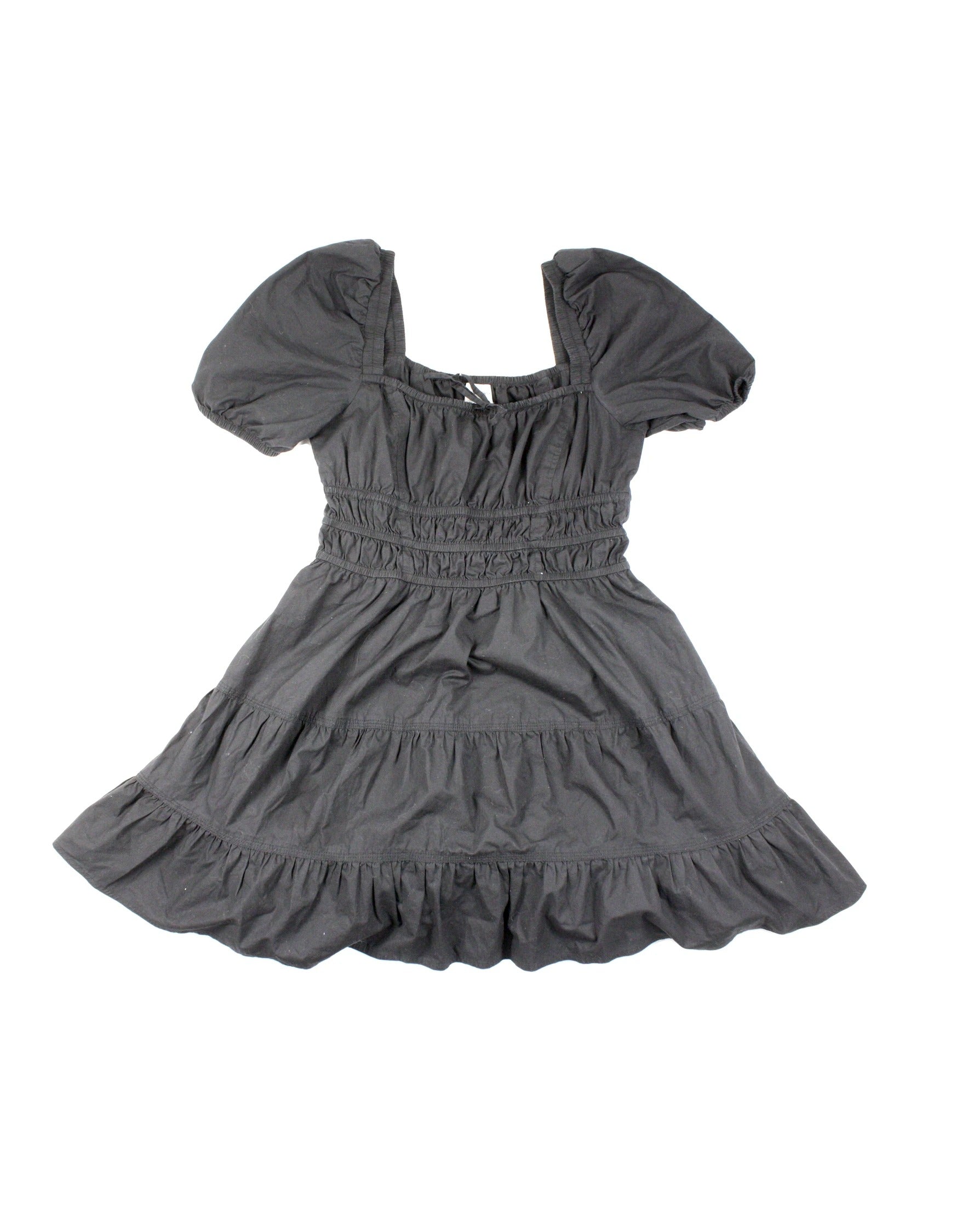 Sunday Best Women's Black Puff Sleeve Tiered Mini Dress – Size M