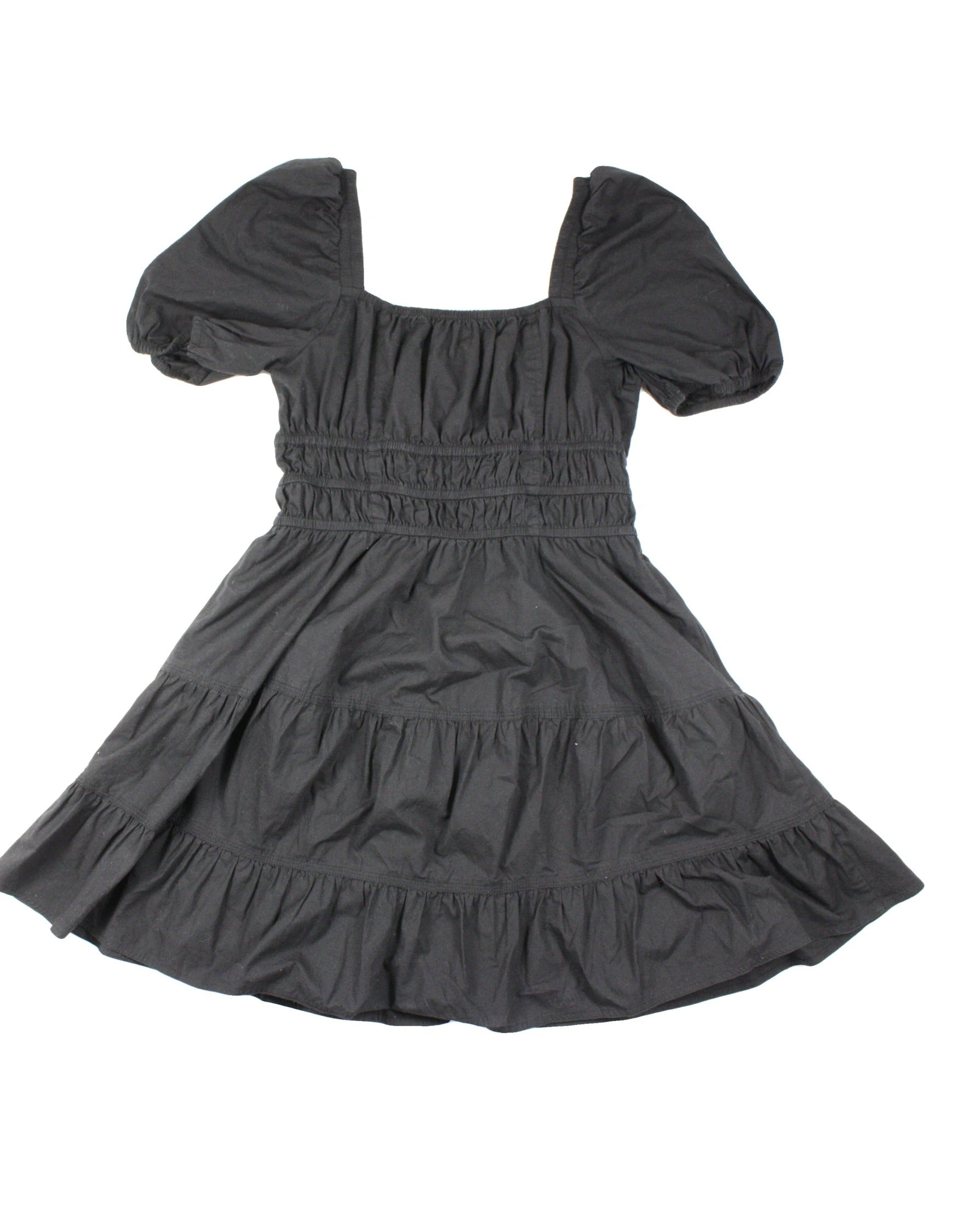 Sunday Best Women's Black Puff Sleeve Tiered Mini Dress – Size M