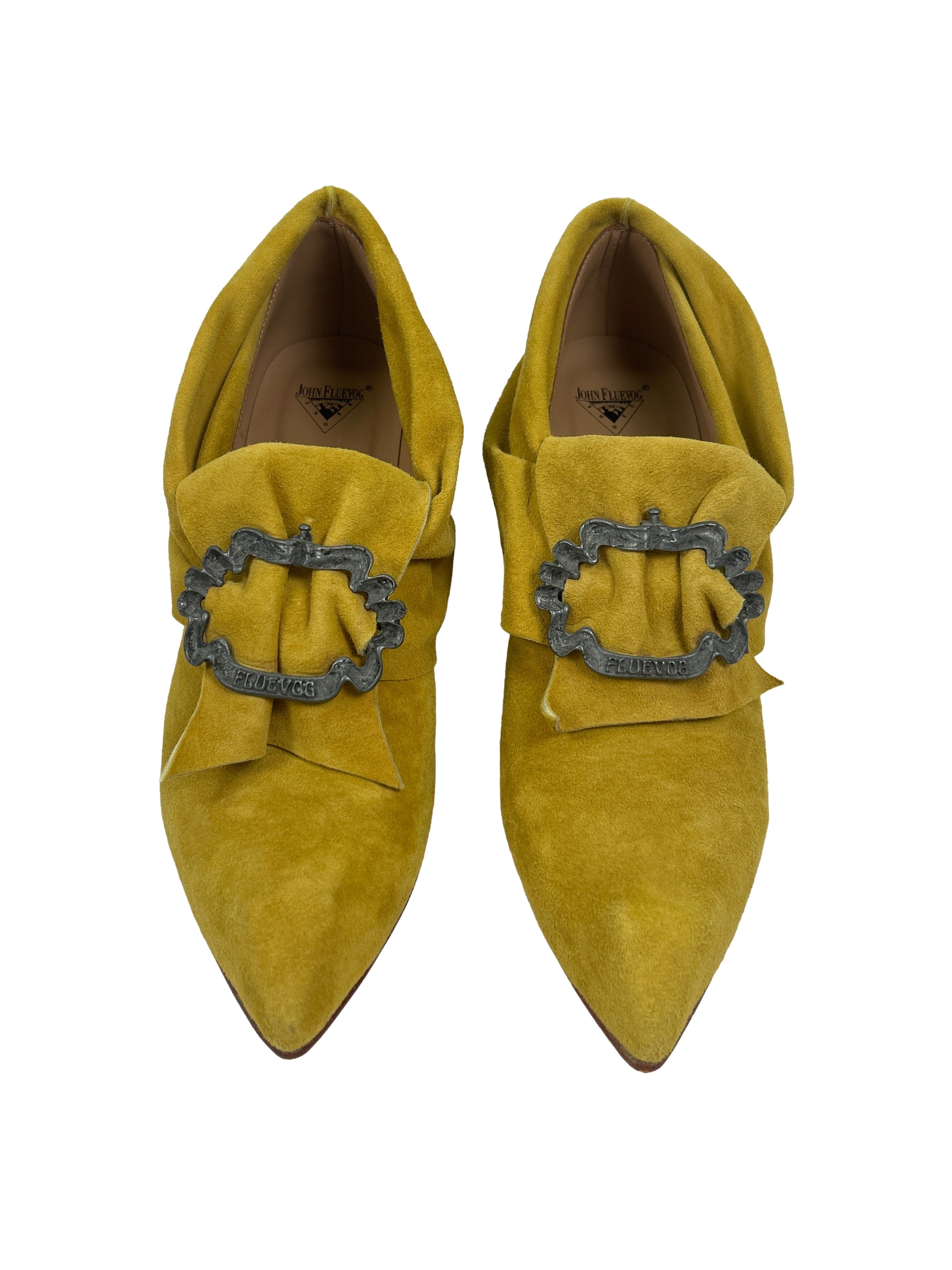 John Fluevog Size 10 Juliette Suede Buckled Pumps