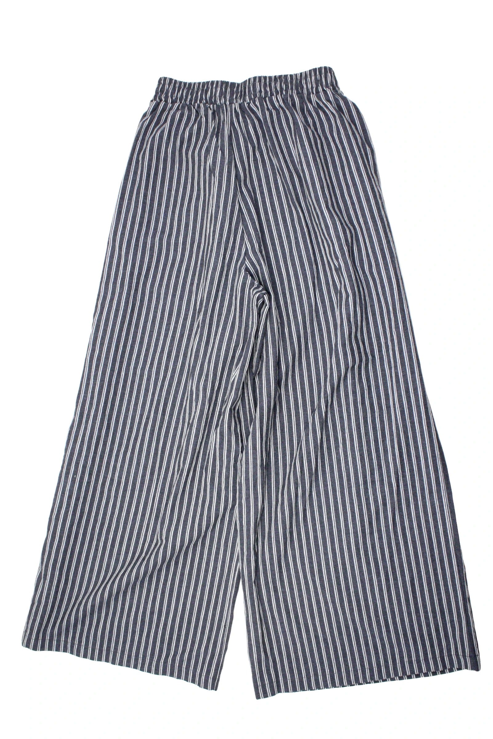 eh Women's Navy and White Striped Wide-Leg Pants – Size 24