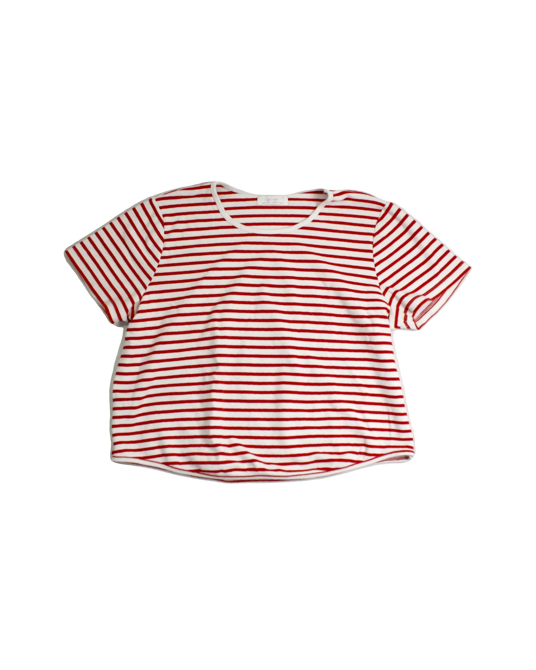 Oak + Fort Women's White and Red Striped Short Sleeve Top – Size XL