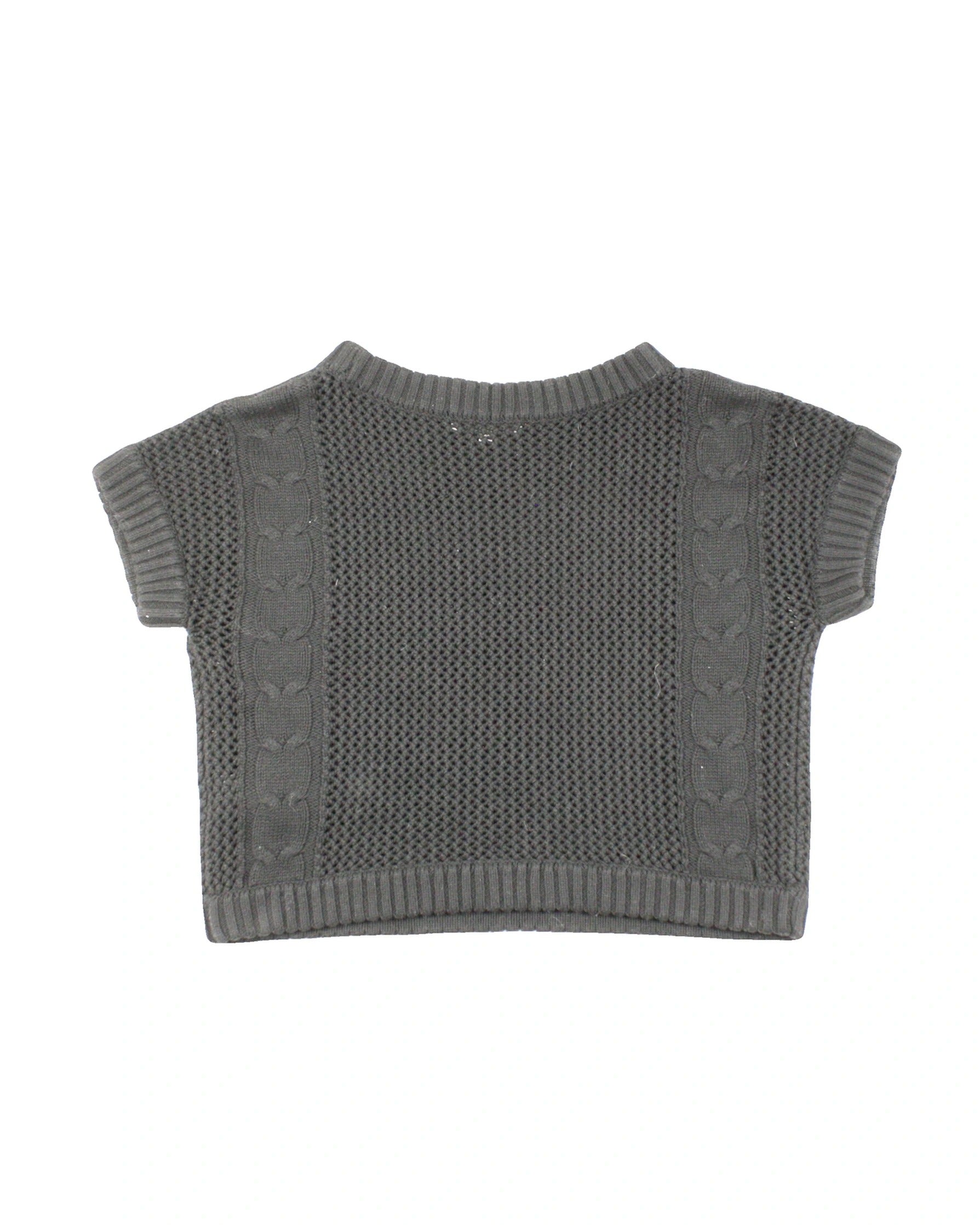 Patrizia Pepe Women's Black Cropped Short Sleeve Knit Top – Size 0