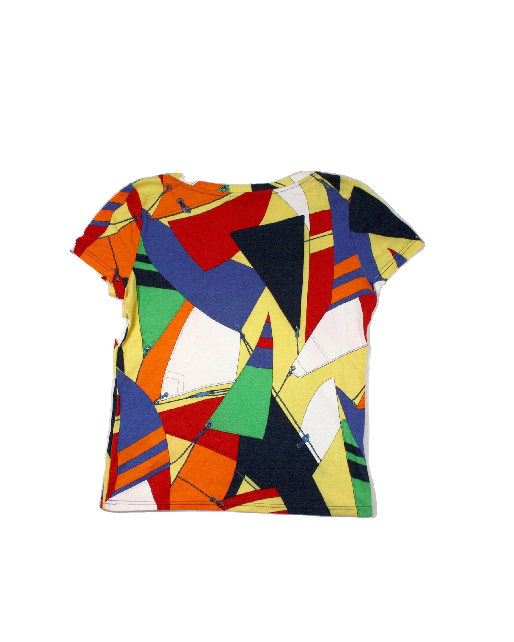 Lauren Ralph Lauren Women's Yellow, Red, Blue and Orange Sail Print Short Sleeve Top – Size M