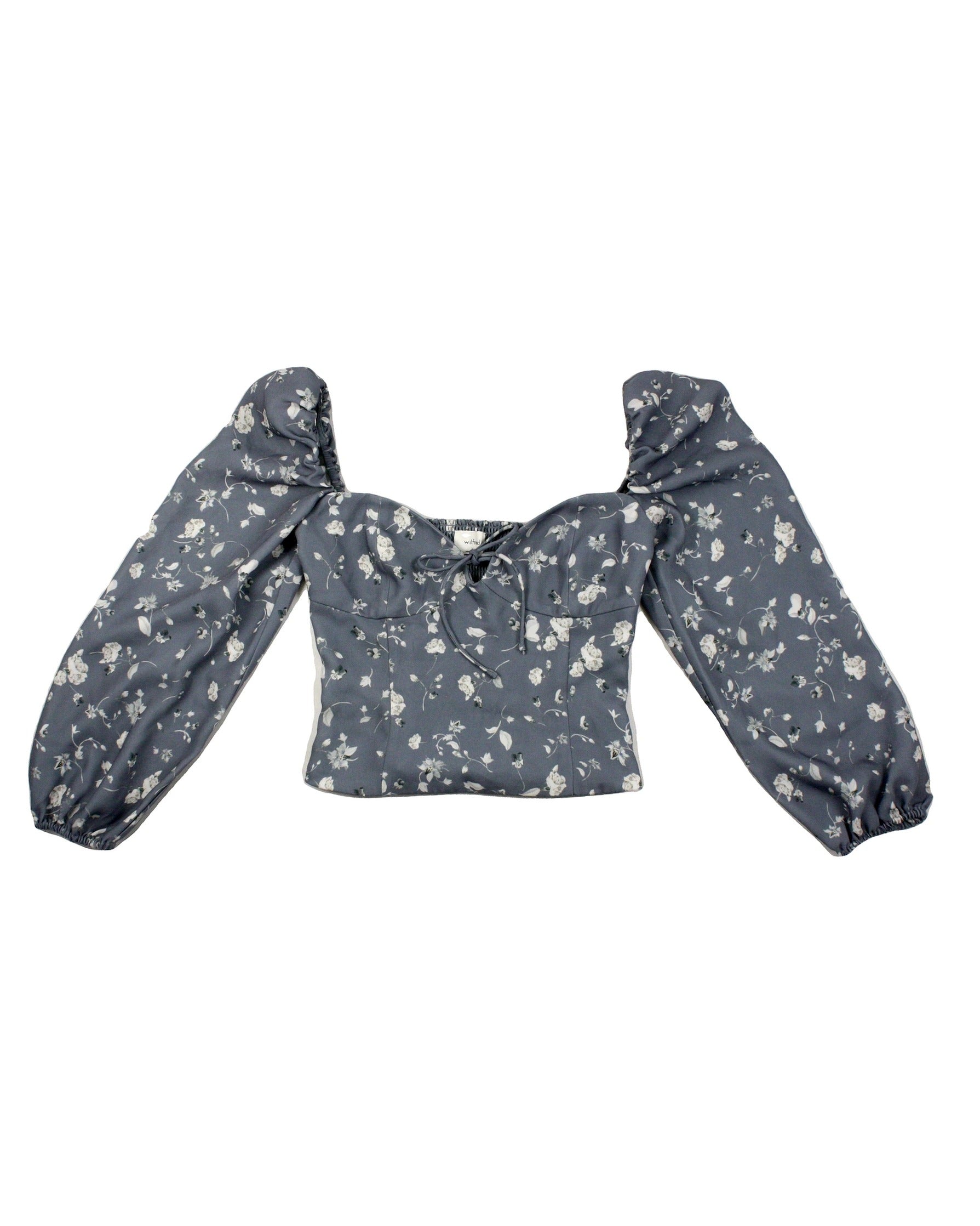 Wilfred Women's Blue, White and Teal Floral Long Sleeve Top – Size XS