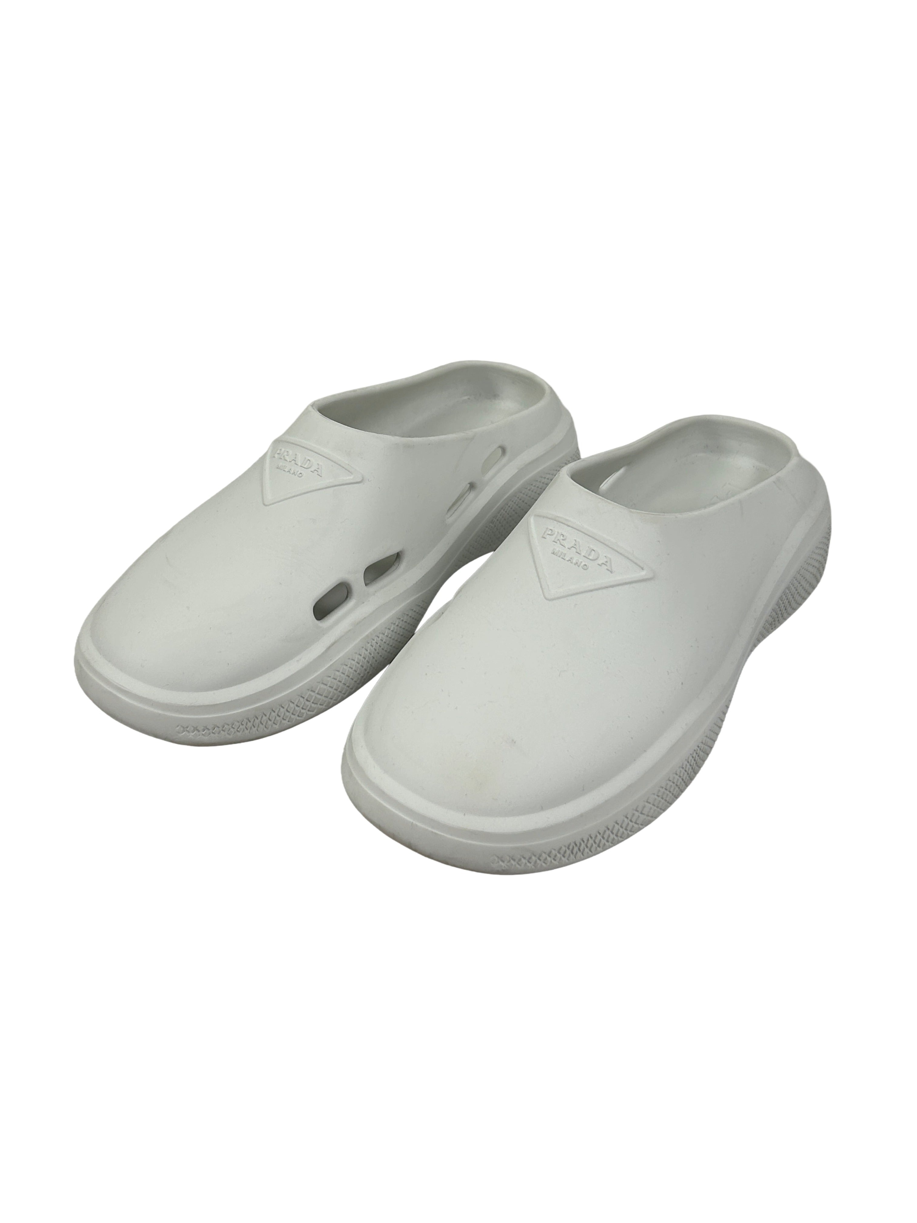 Prada Size 35 Mellow Rubber Mules