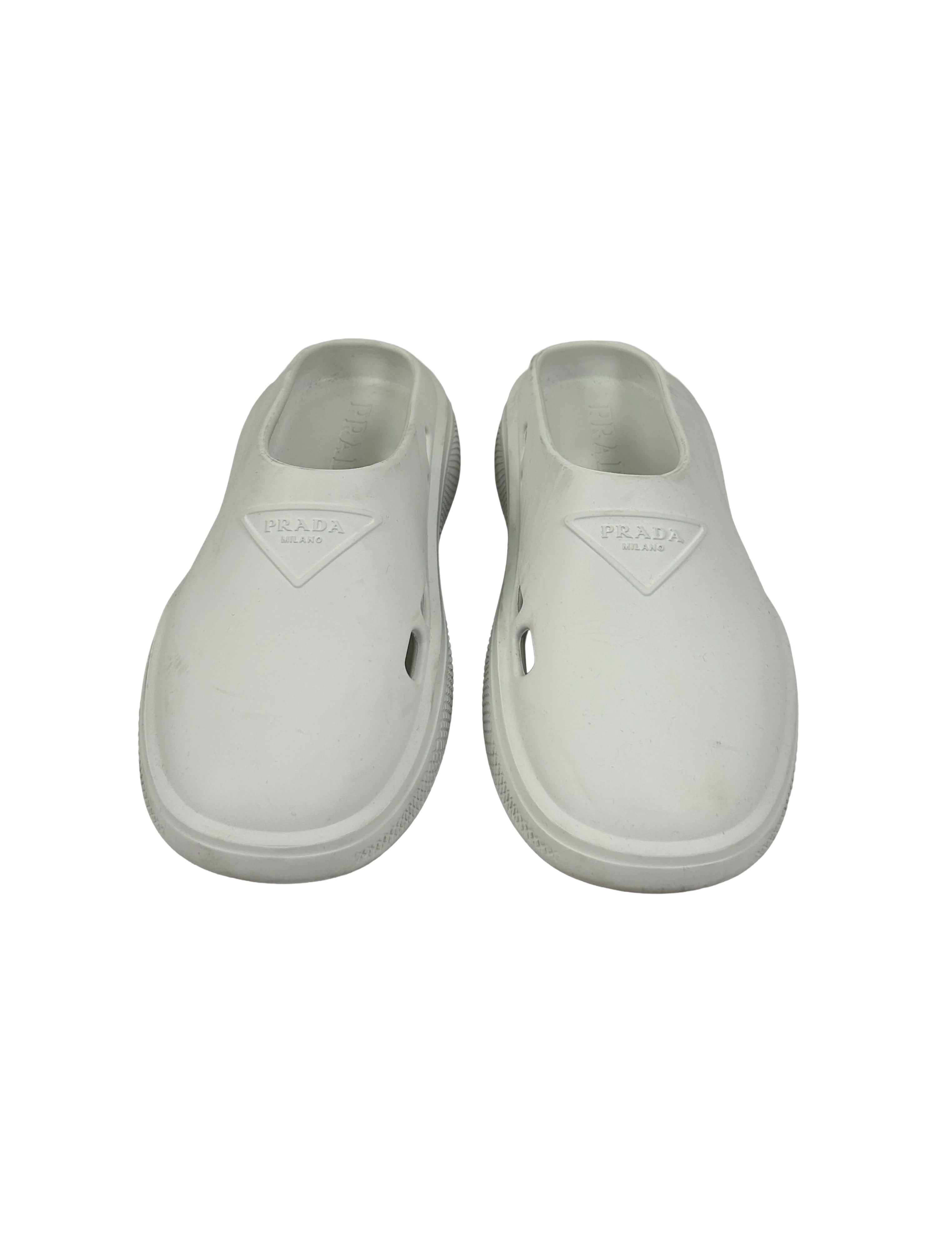 Prada Size 35 Mellow Rubber Mules