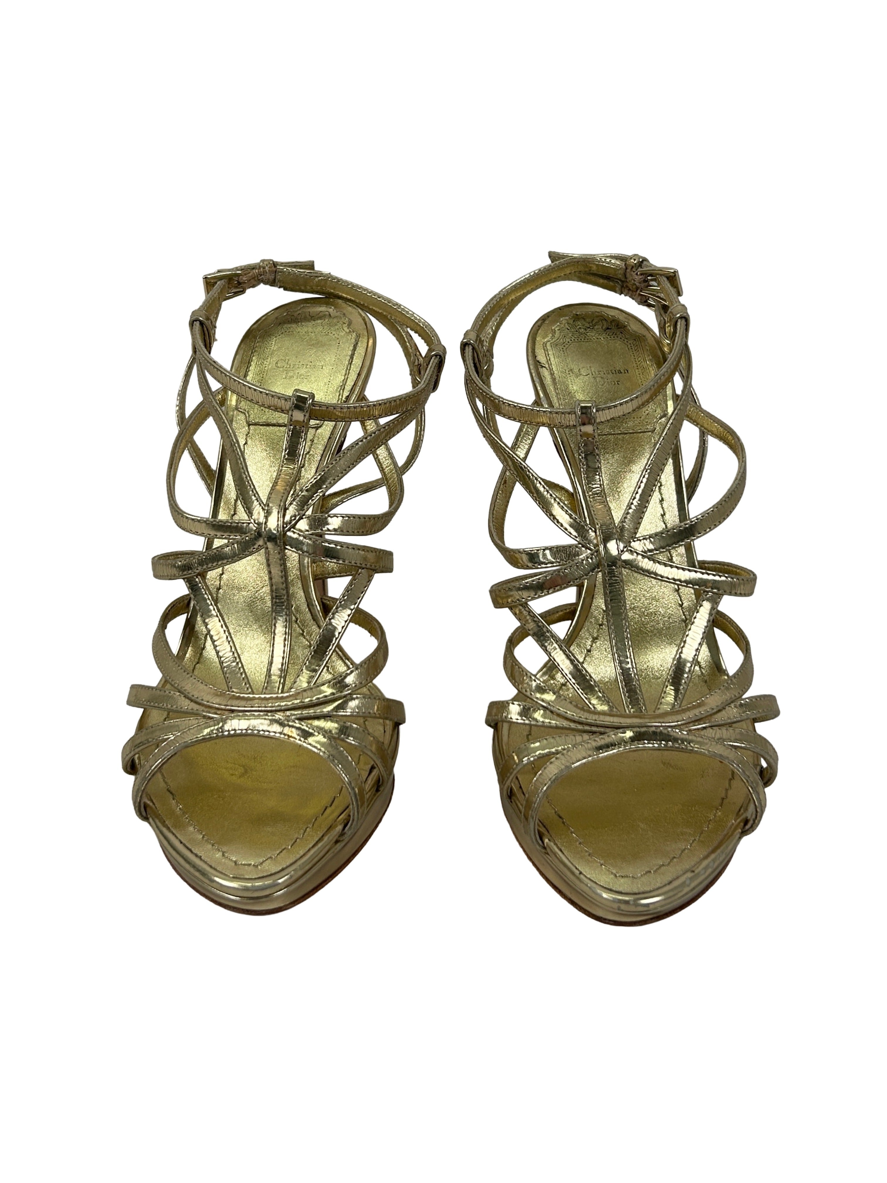 Christian Dior Size 36.5 Metallic Strappy Sandals