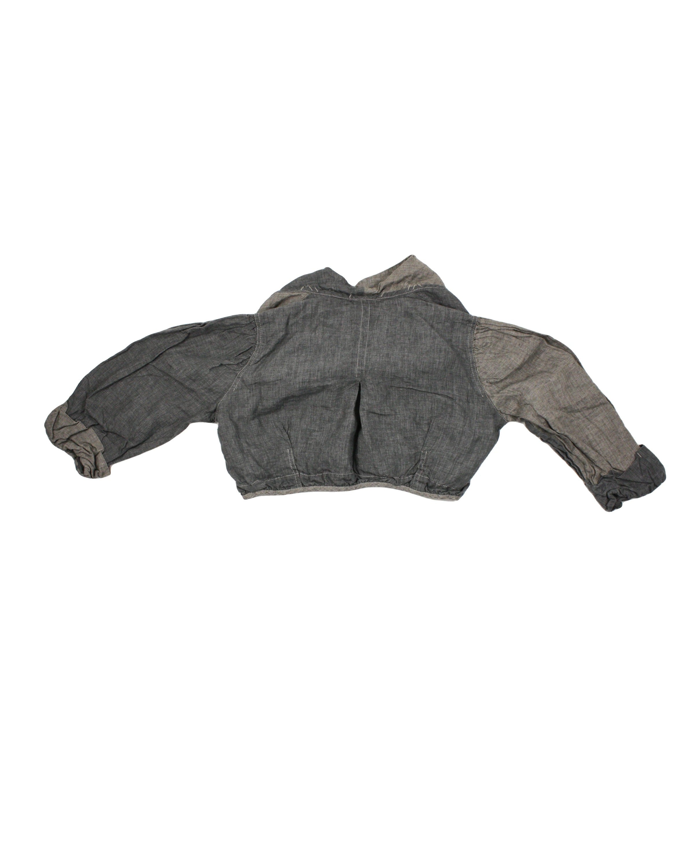 Animale Women's Taupe and Dark Grey Linen Long Sleeve Bolero Cardigan