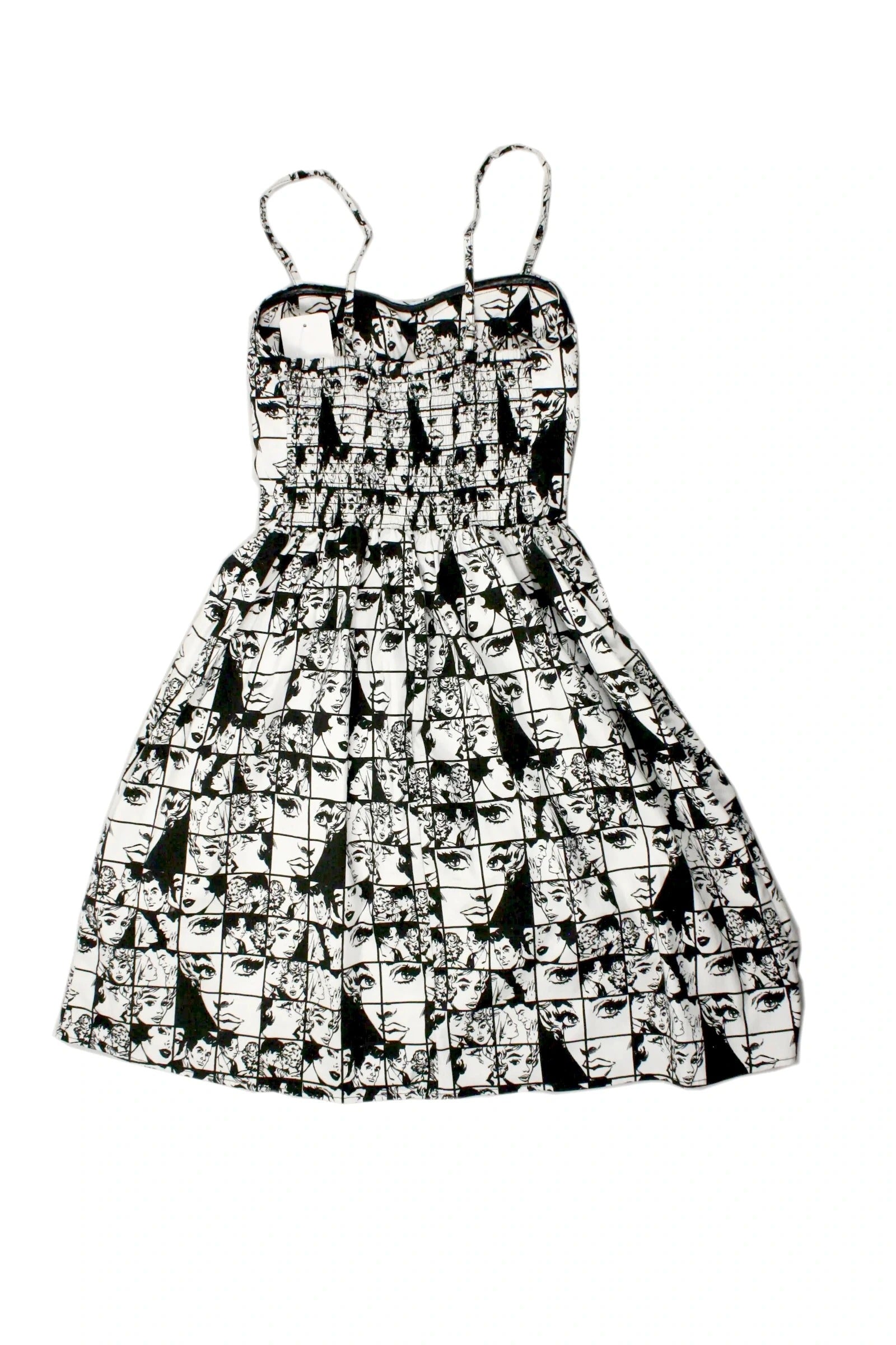 Twik Women's Black and White Comic Print Spaghetti Strap Dress – Size XS