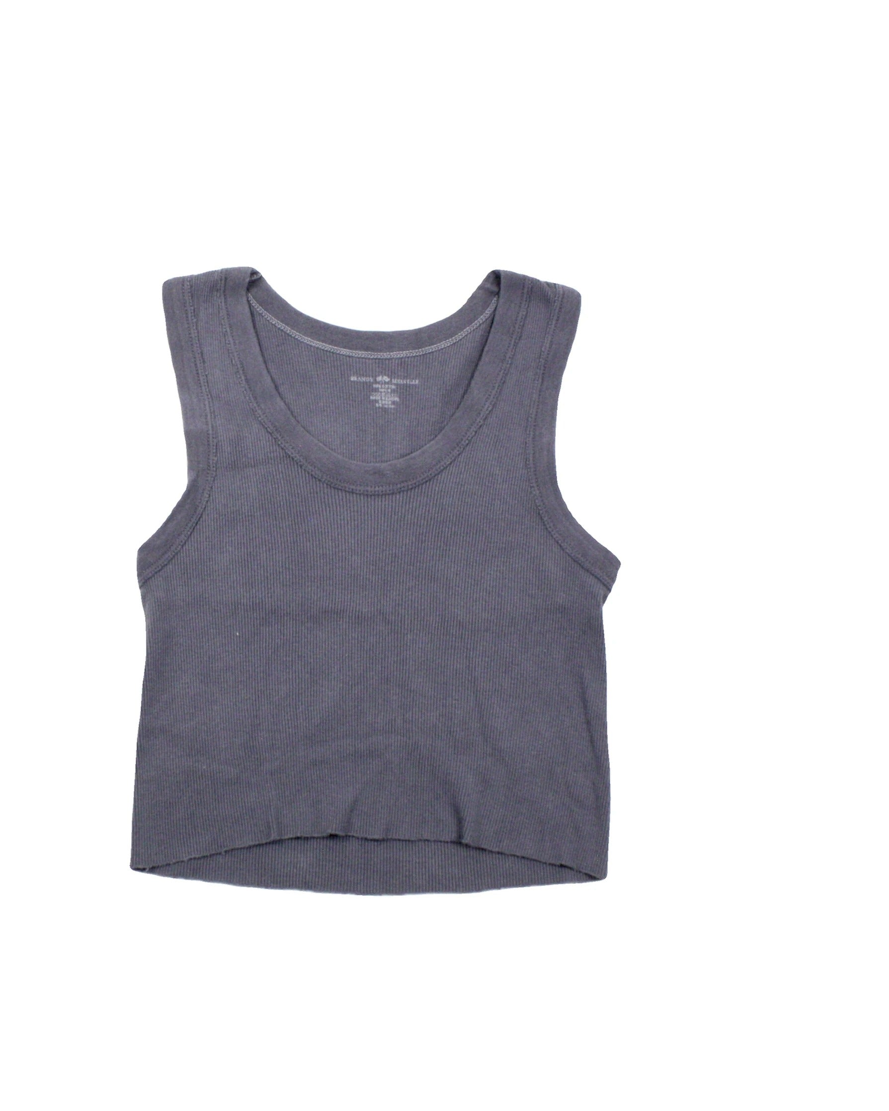 Brandy Melville Women's Navy Rib-Knit Cotton Tank Top